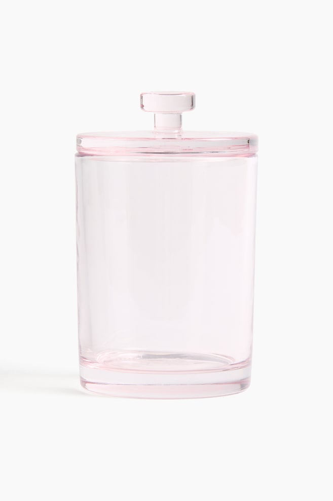 Glass jar with a lid - Ljusrosa/Transparent/Brun - 1