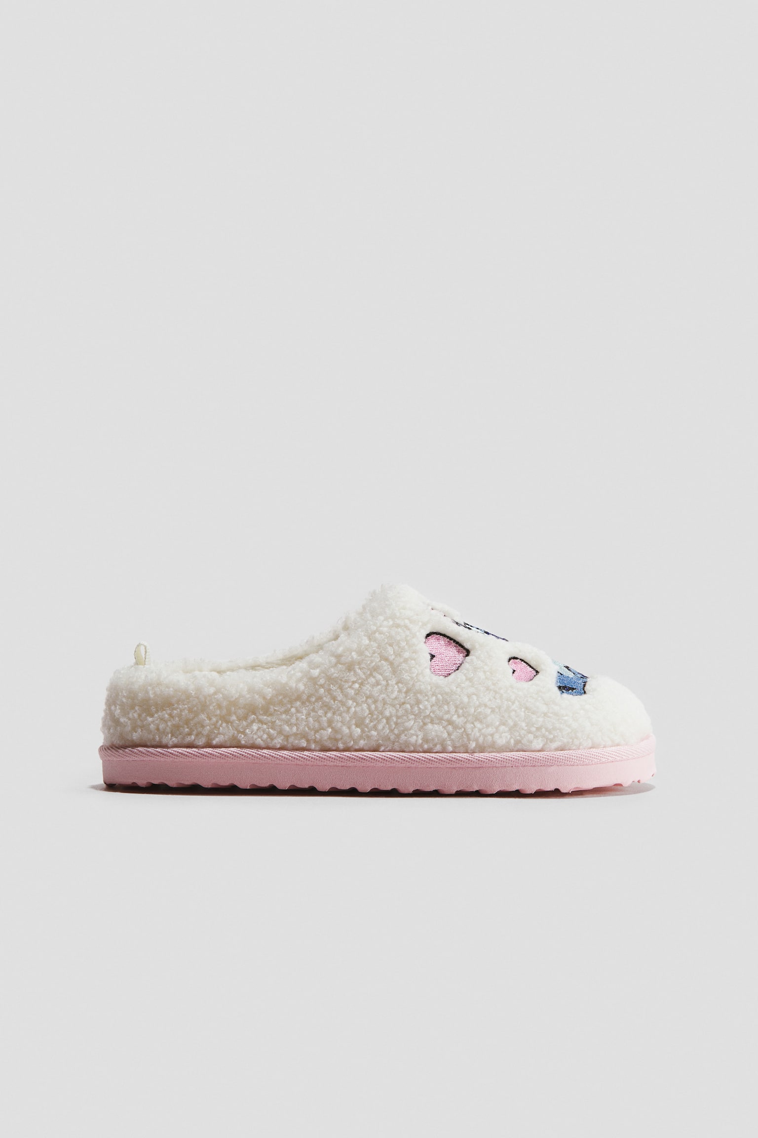 Детские тапочки H&M Embroidered-Motif Teddy Fleece Slippers, цвет: Кремовый — фото 2