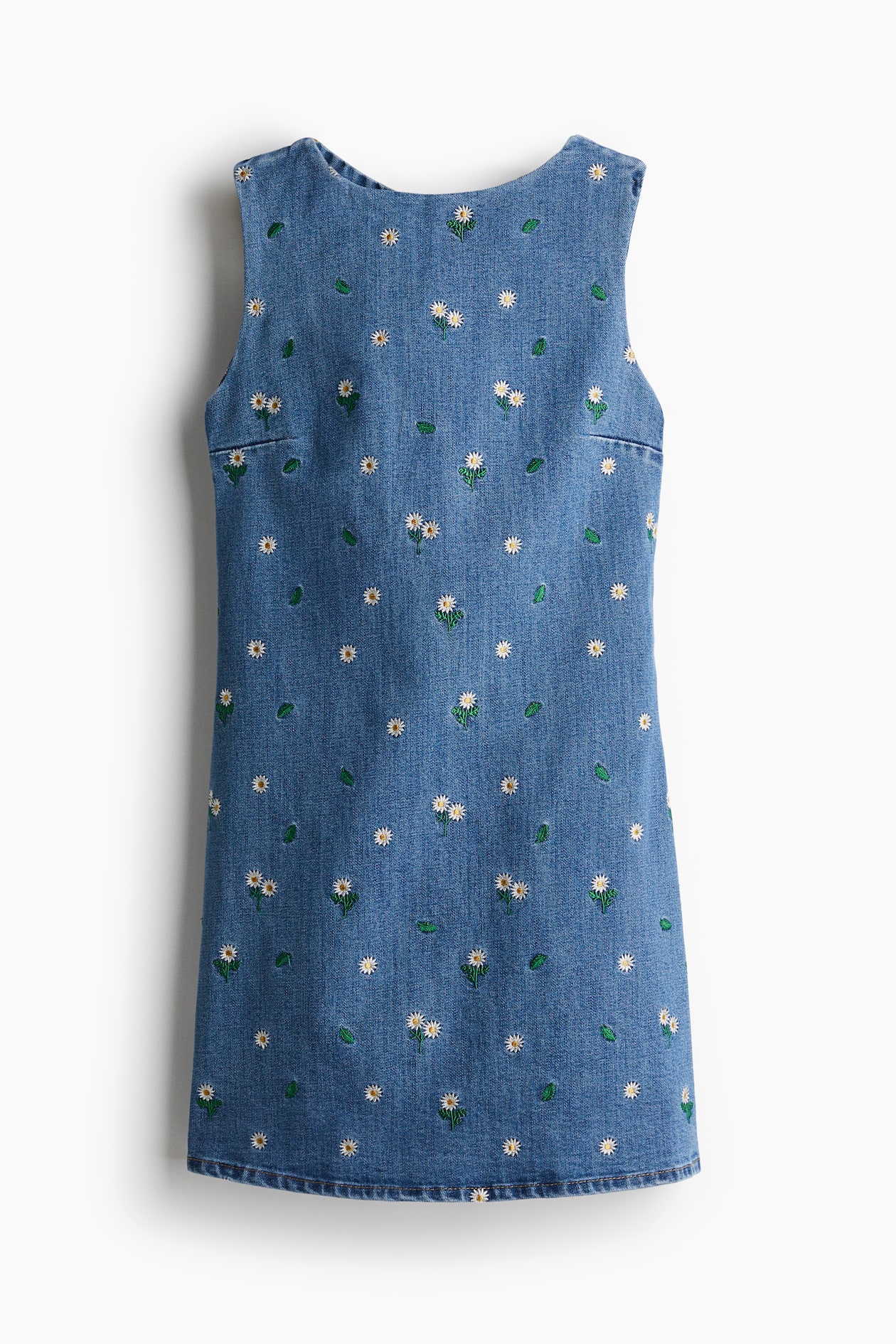 floral and denim dress Trendy Floral White Denim Mini Dress | Women's Dress