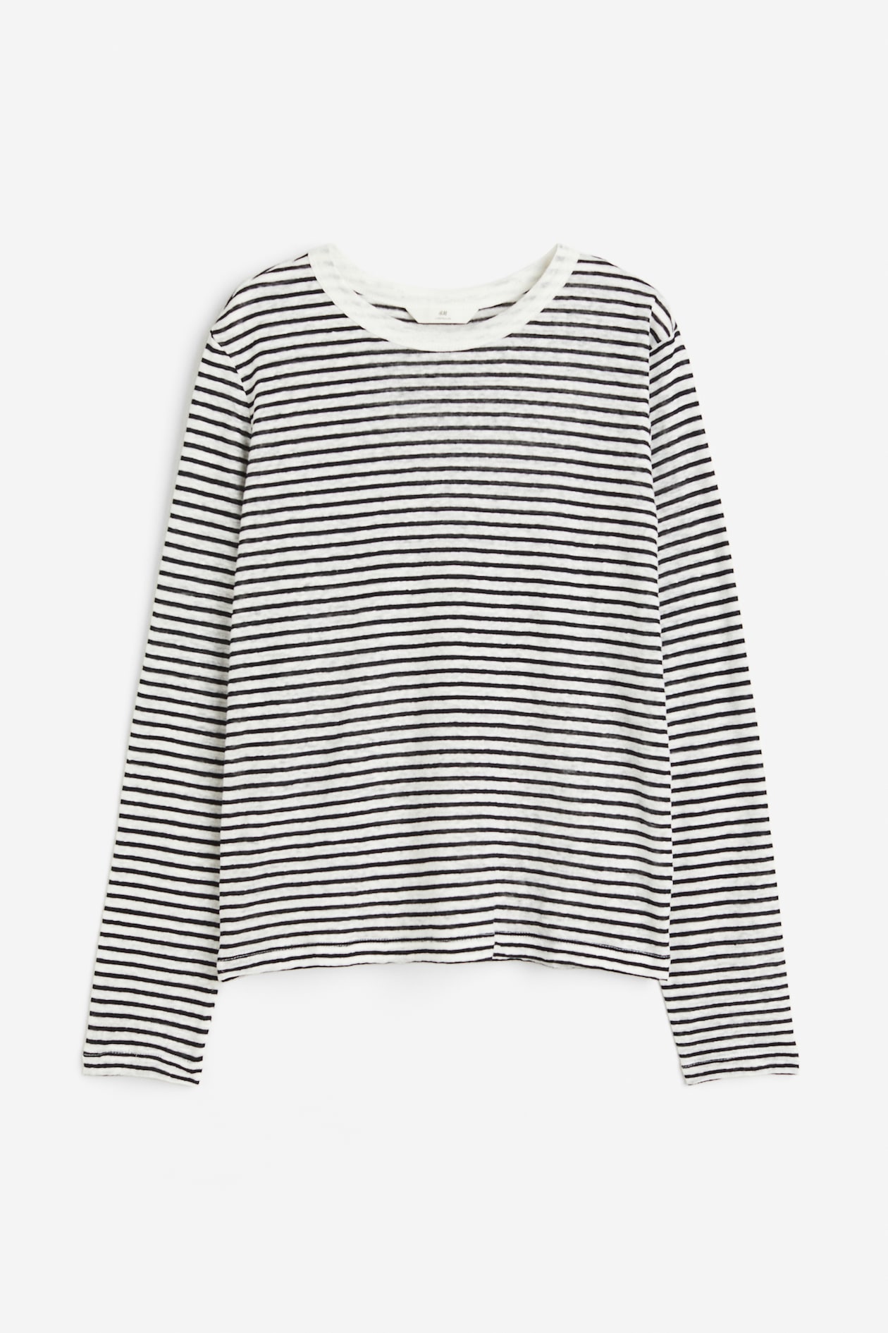 Linen Jersey Top - White/black striped - Ladies | H&M US