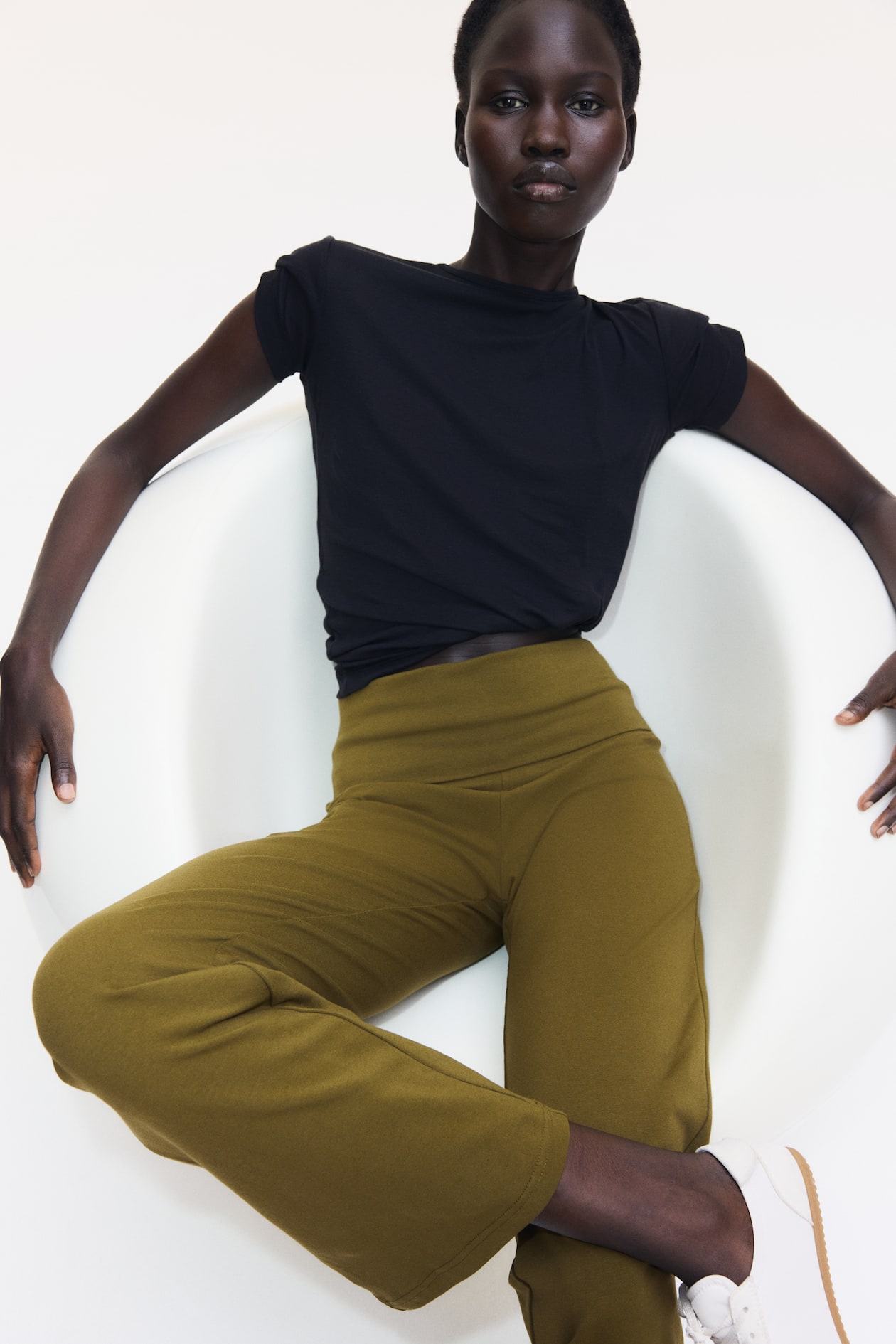 Foldover-Waist Cotton Pants - image 3