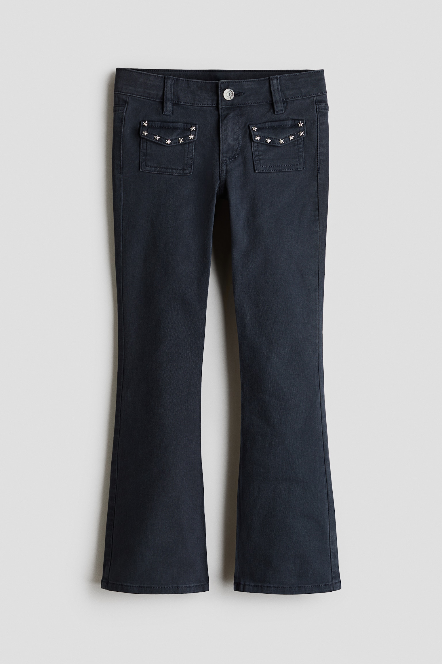 Stud-detail twill trousers - Navy blue/Dark khaki green - 1