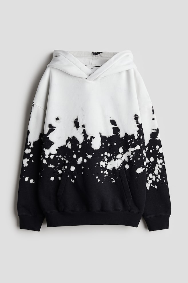 Sweatshirt com capuz - Branco/Padrão preto/Cinzento escuro/Salpicos - 1