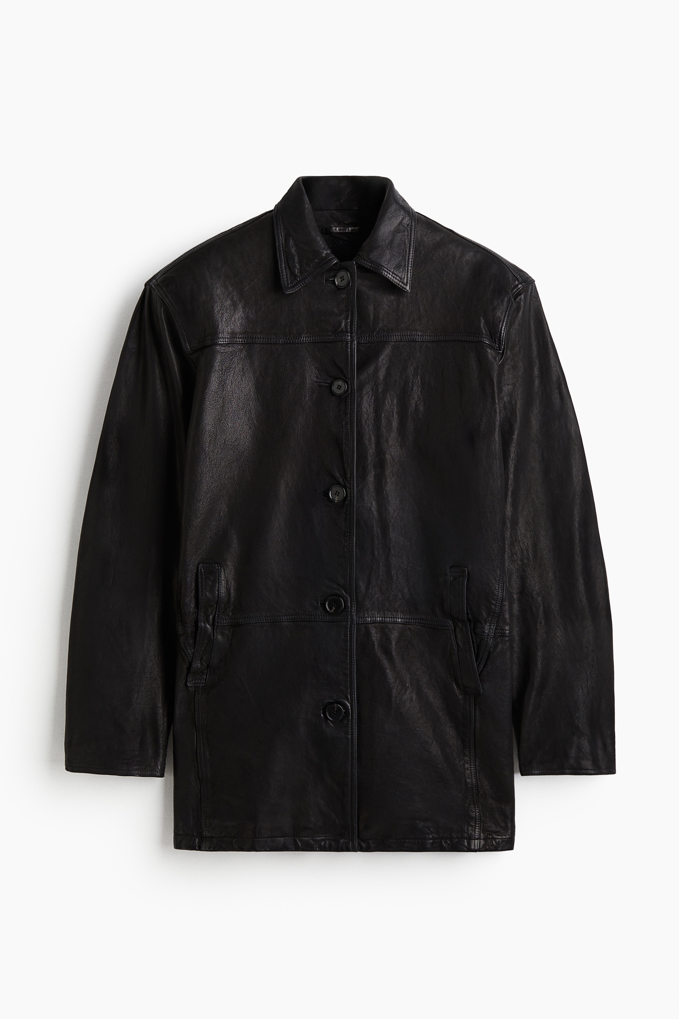 Skórzany płaszcz - Czarny