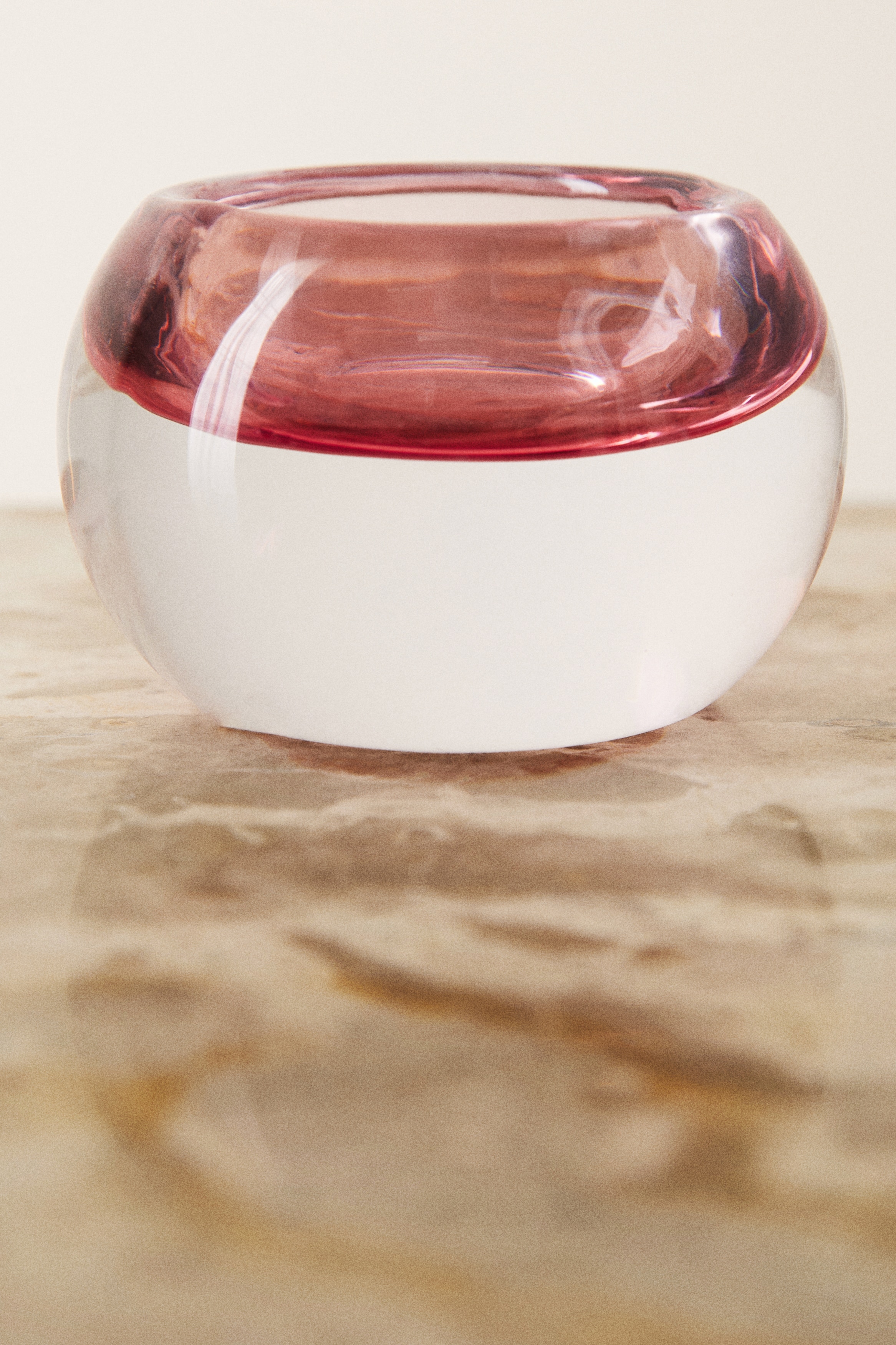 Sklenený svietnik na čajovú sviečku - Priesvitná/ružová/Priesvitná/hnedá/Priesvitná