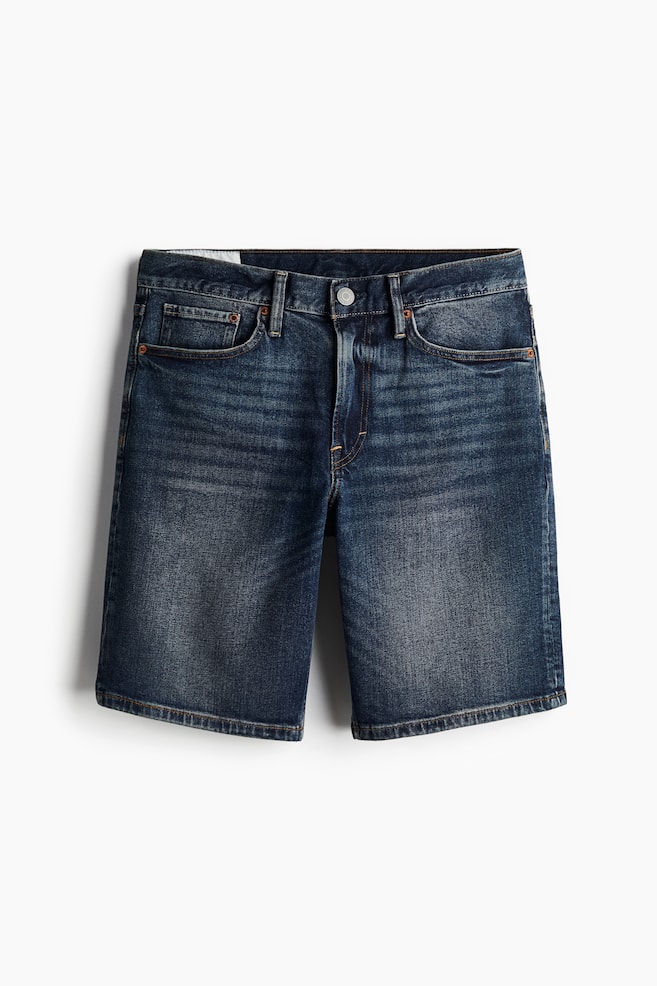 Regular Denim Shorts - Dunkles Denimblau - 1