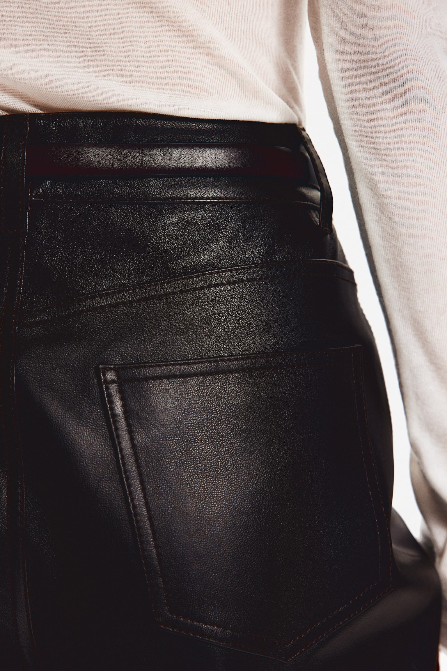 Straight leather trousers - Dark brown/Black - 6