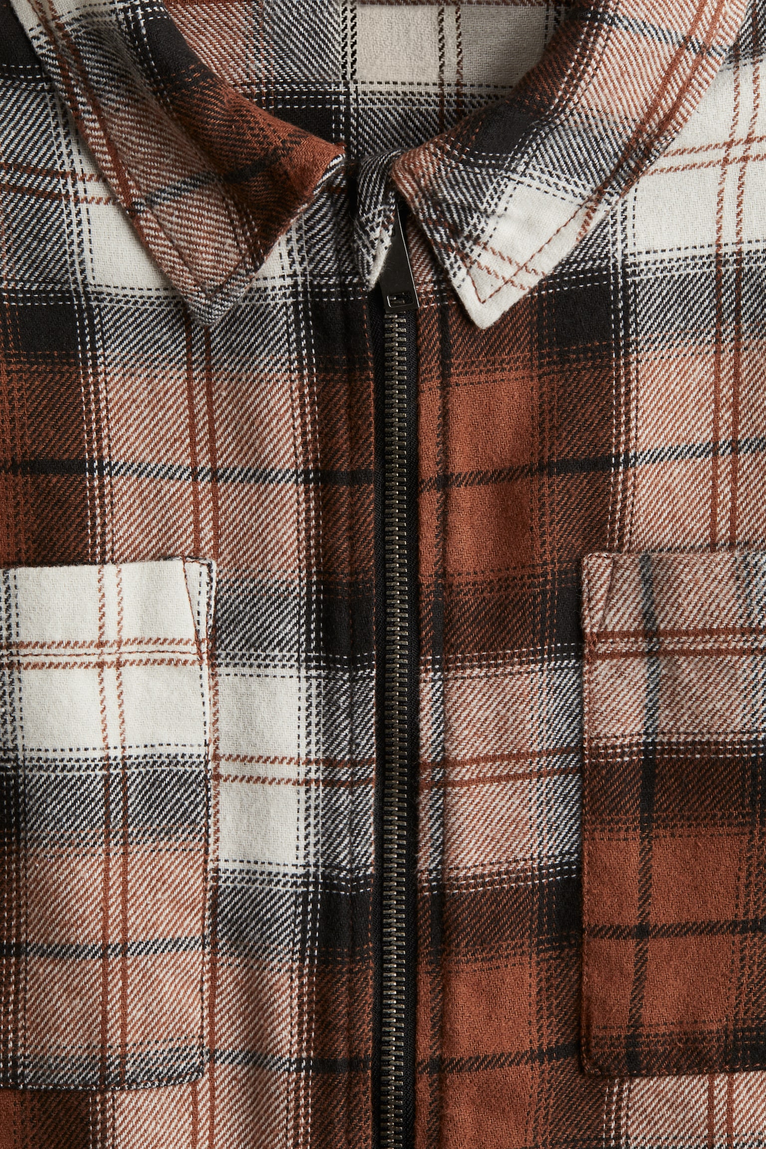 Cotton flannel overshirt - Brown/Checked/White/Checked - 4