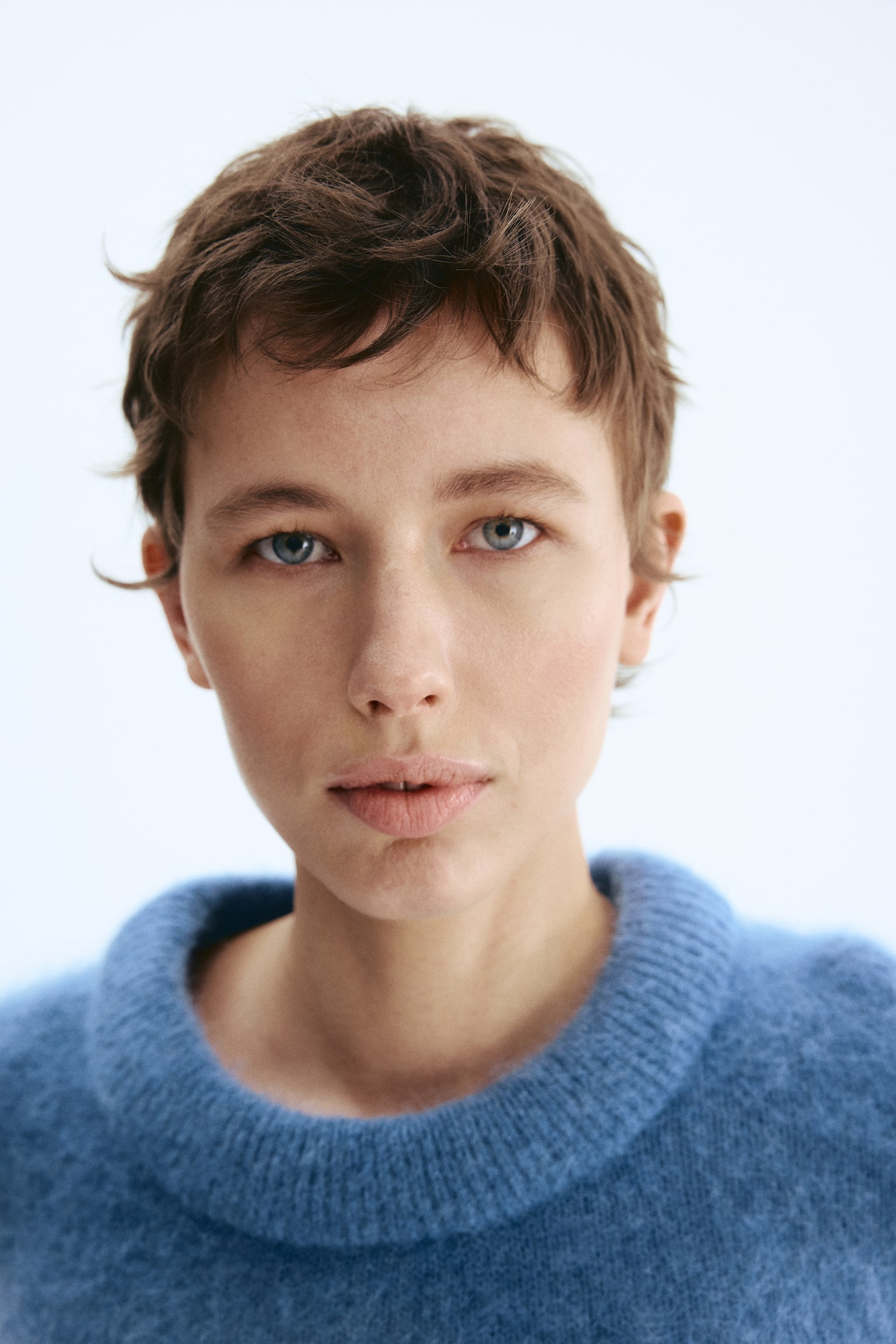 Светр на основі мохеру - Приглушений блакитний - 3