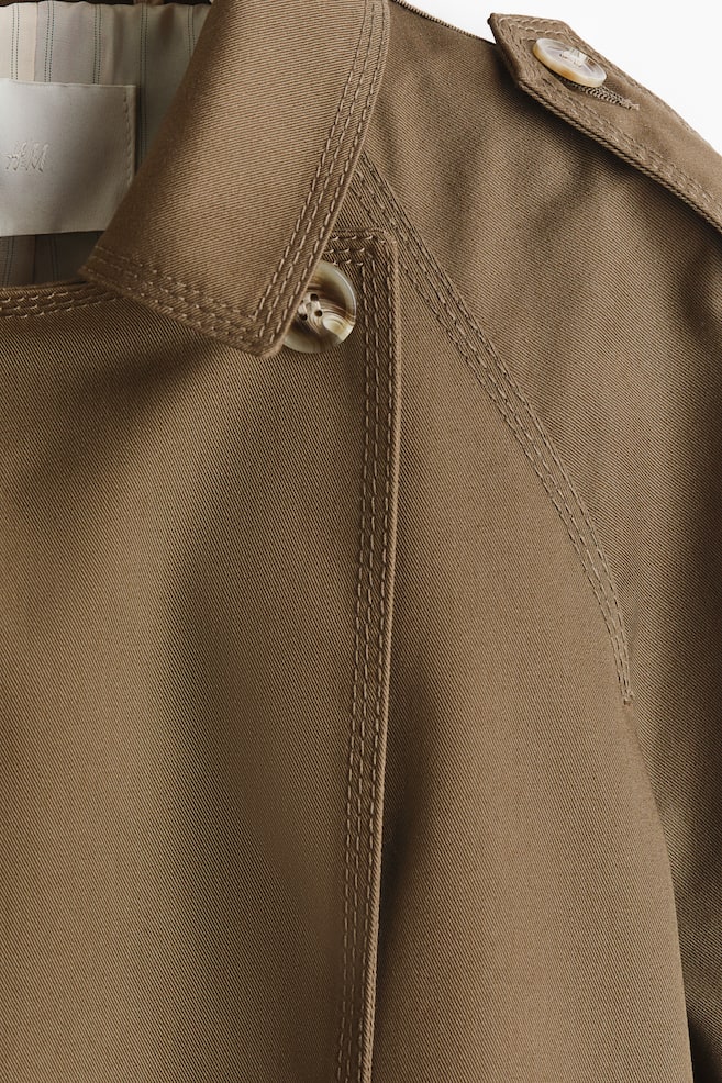 Short Trench Coat - Dark khaki green/Beige - 4
