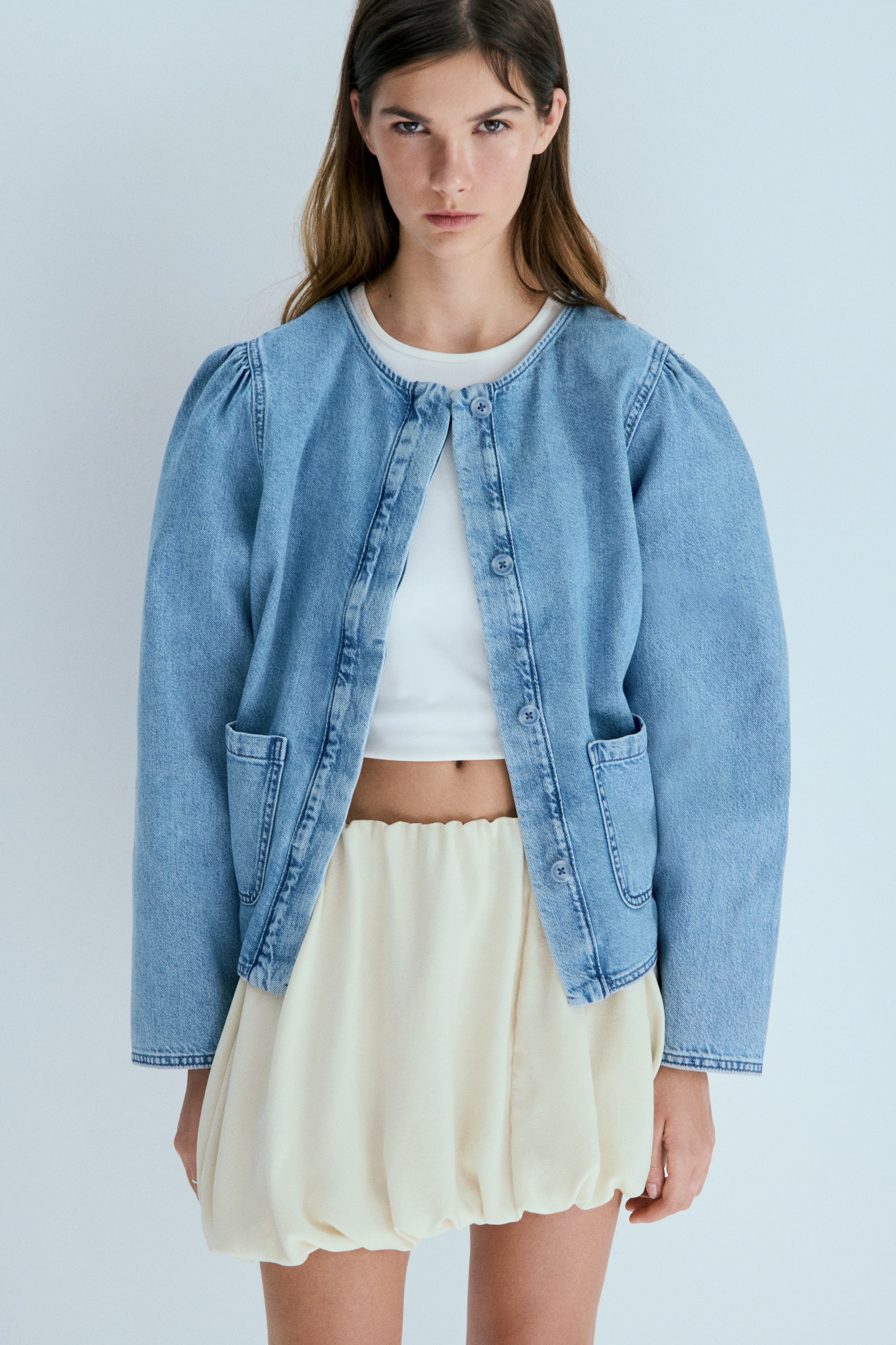 Veste à manches bouffantes en denim