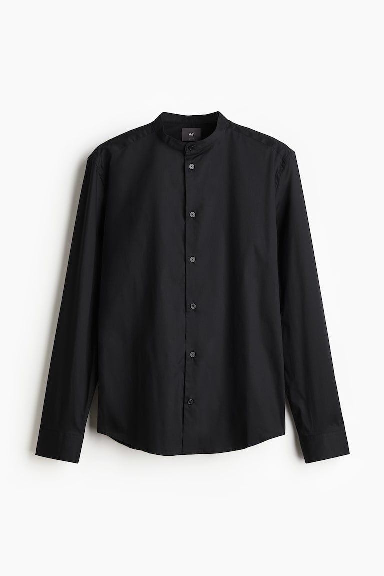 slim fit collarless dress shirt Perry Ellis Men's Untucked Total Stretch Slim Fit Banded Collar Shirt