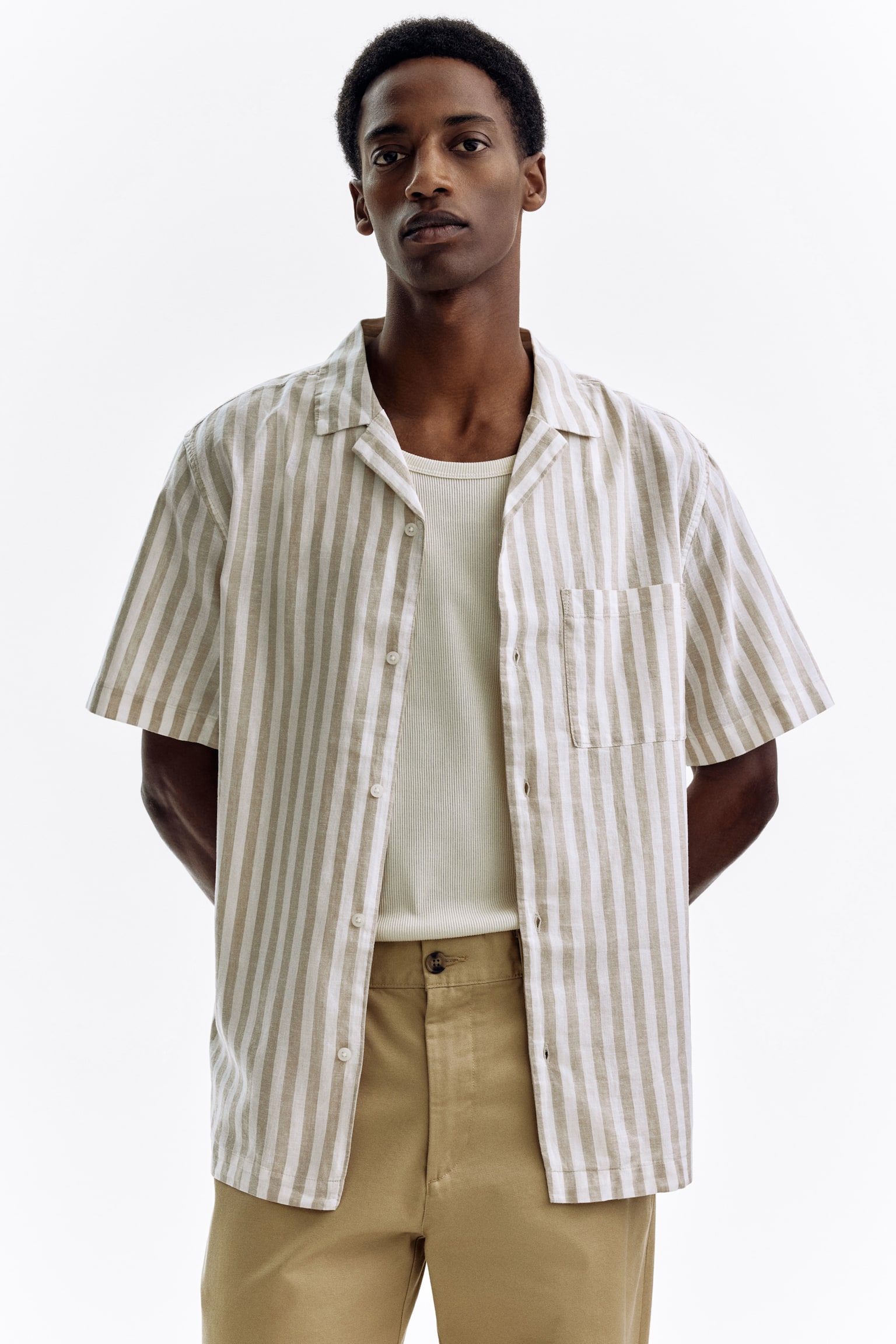 Regular Fit Short-sleeved linen-blend shirt - 5