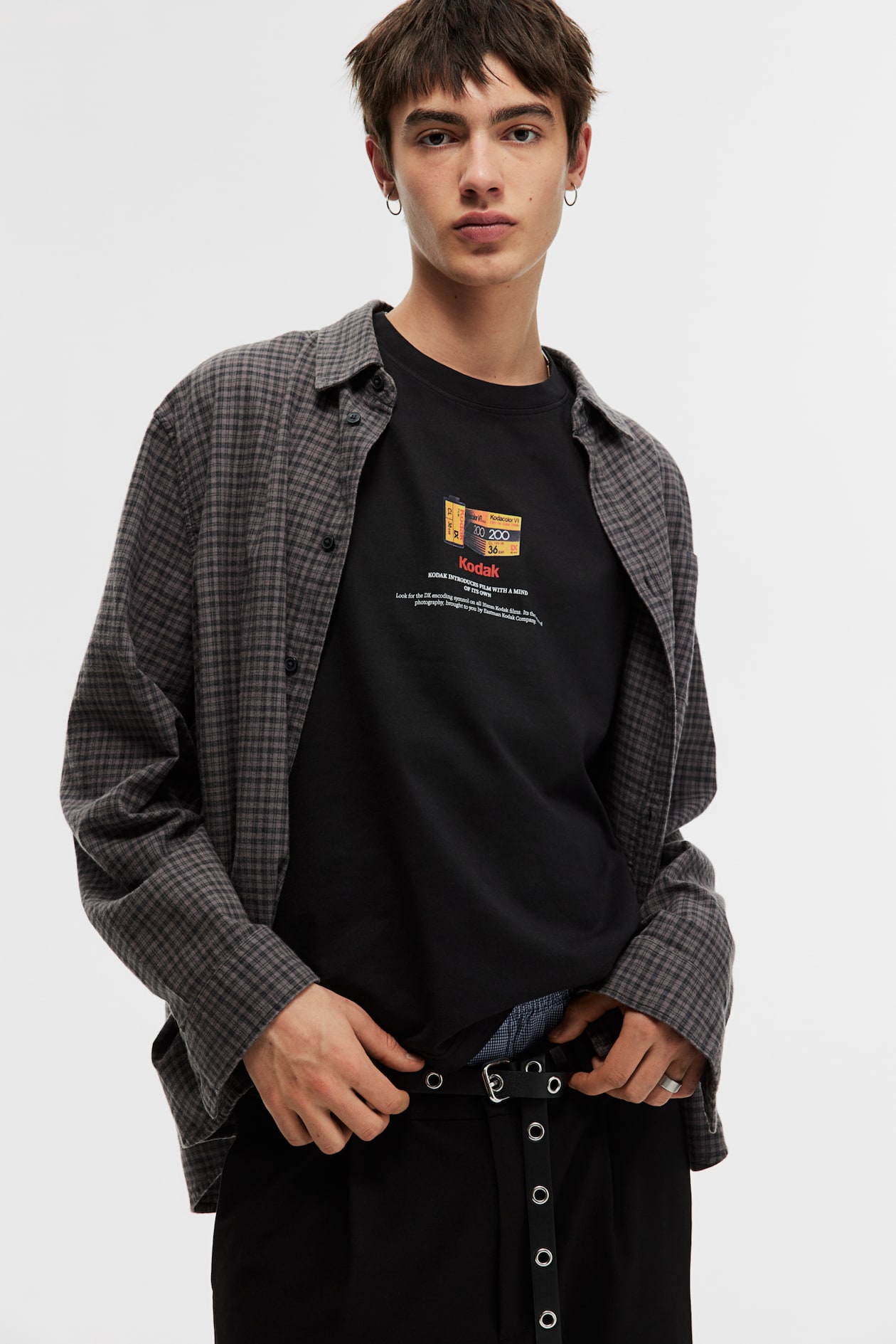 ルーズフィットTシャツ - ブラック／Kodak - Men | H&M JP
