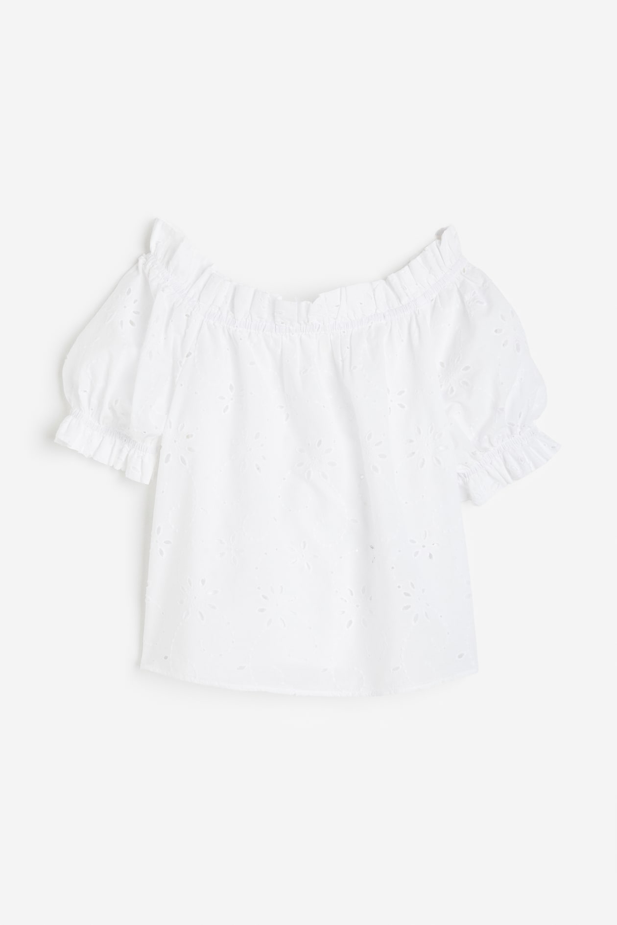 Off Shoulder Bluse Mit Broderie Anglaise Weiß Ladies H M De