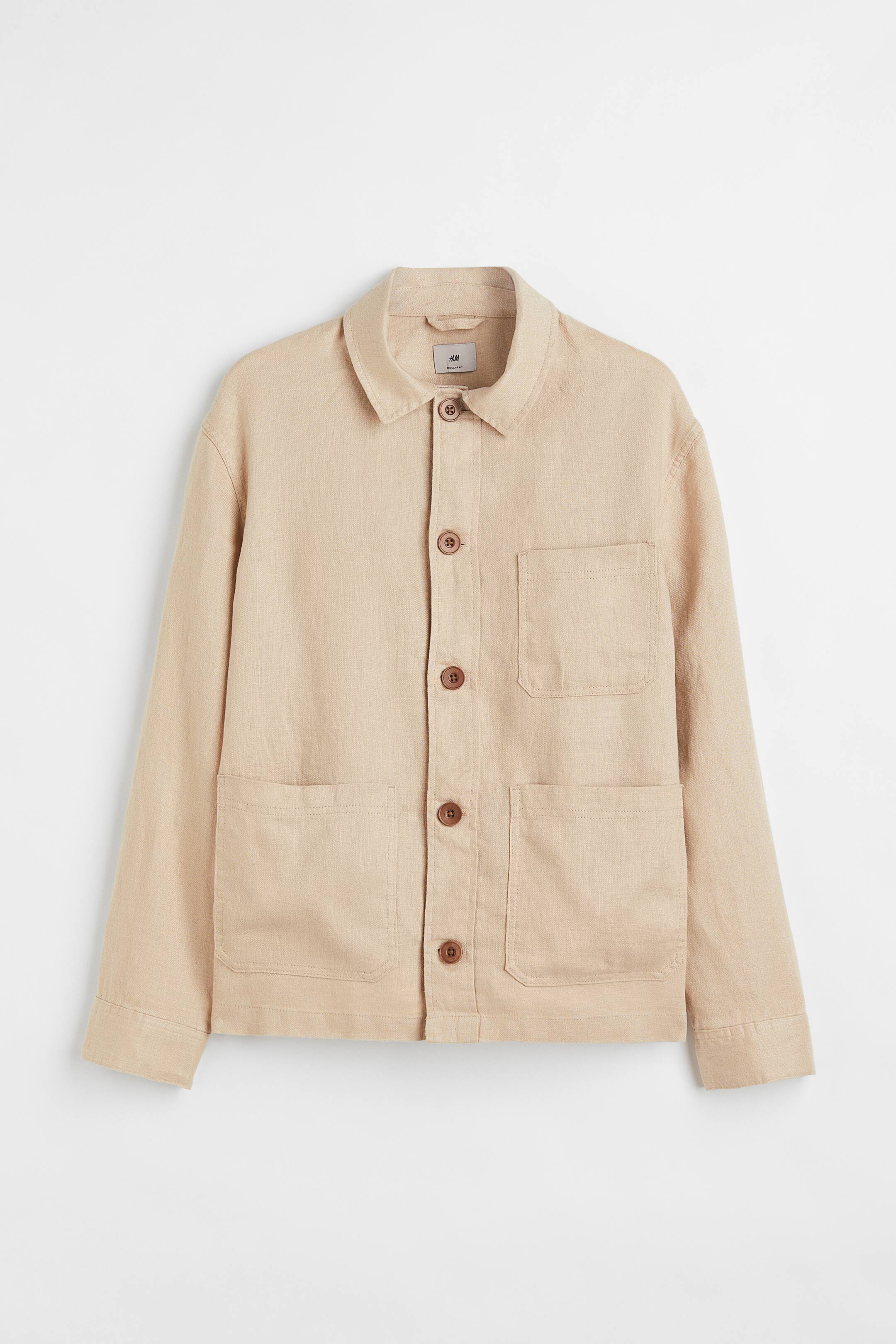 Regular Fit Linen Overshirt - Beige - Men | H&M US