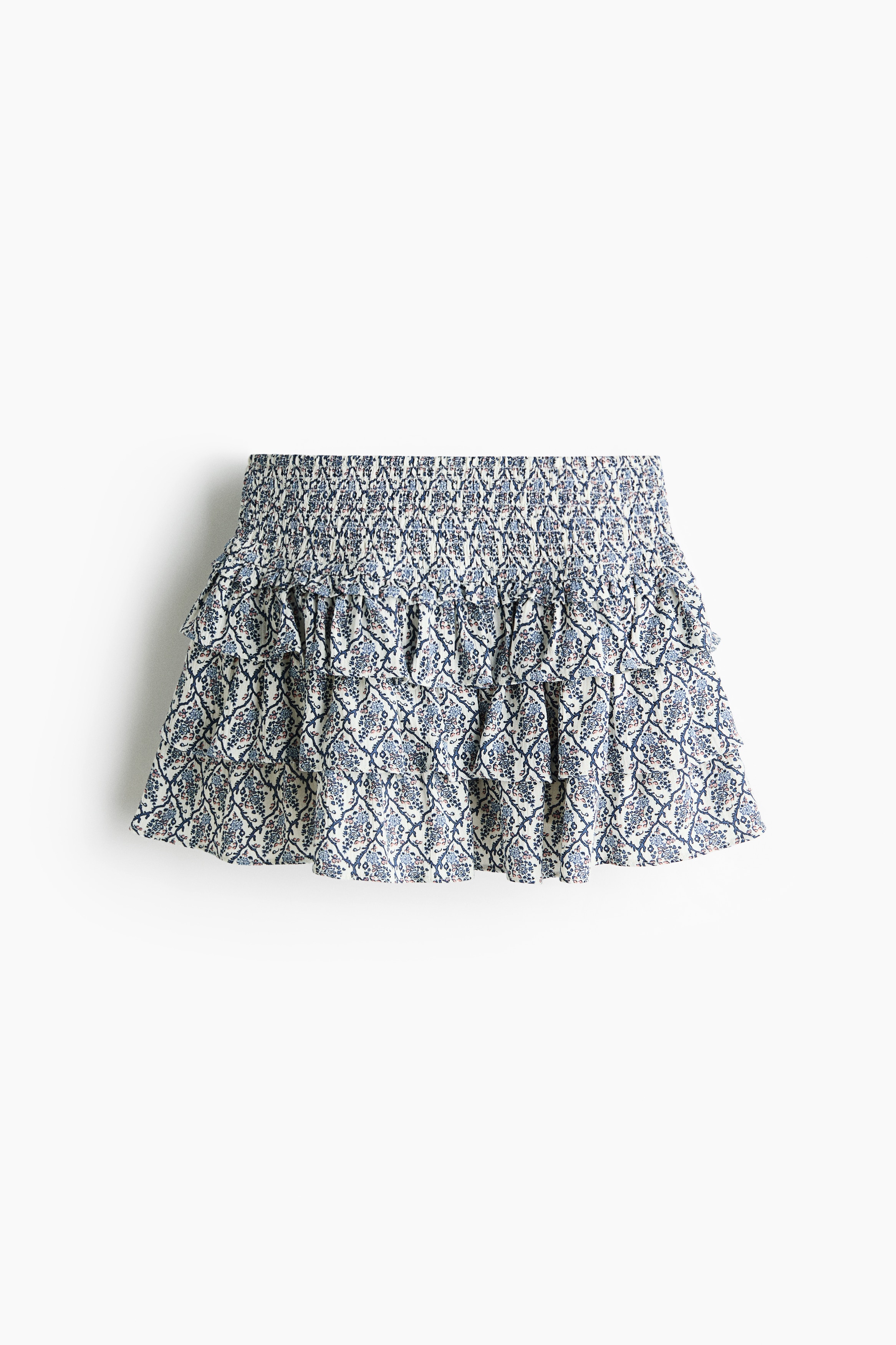 Tiered viscose mini skort - Cream/Floral