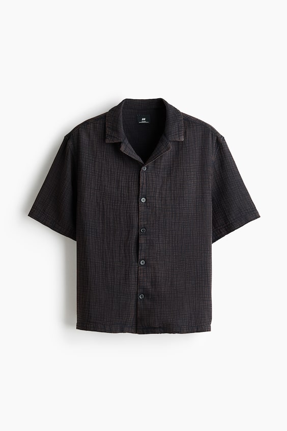 Мужские рубашки H&M Relaxed-Fit Short-Sleeved Muslin Shirt