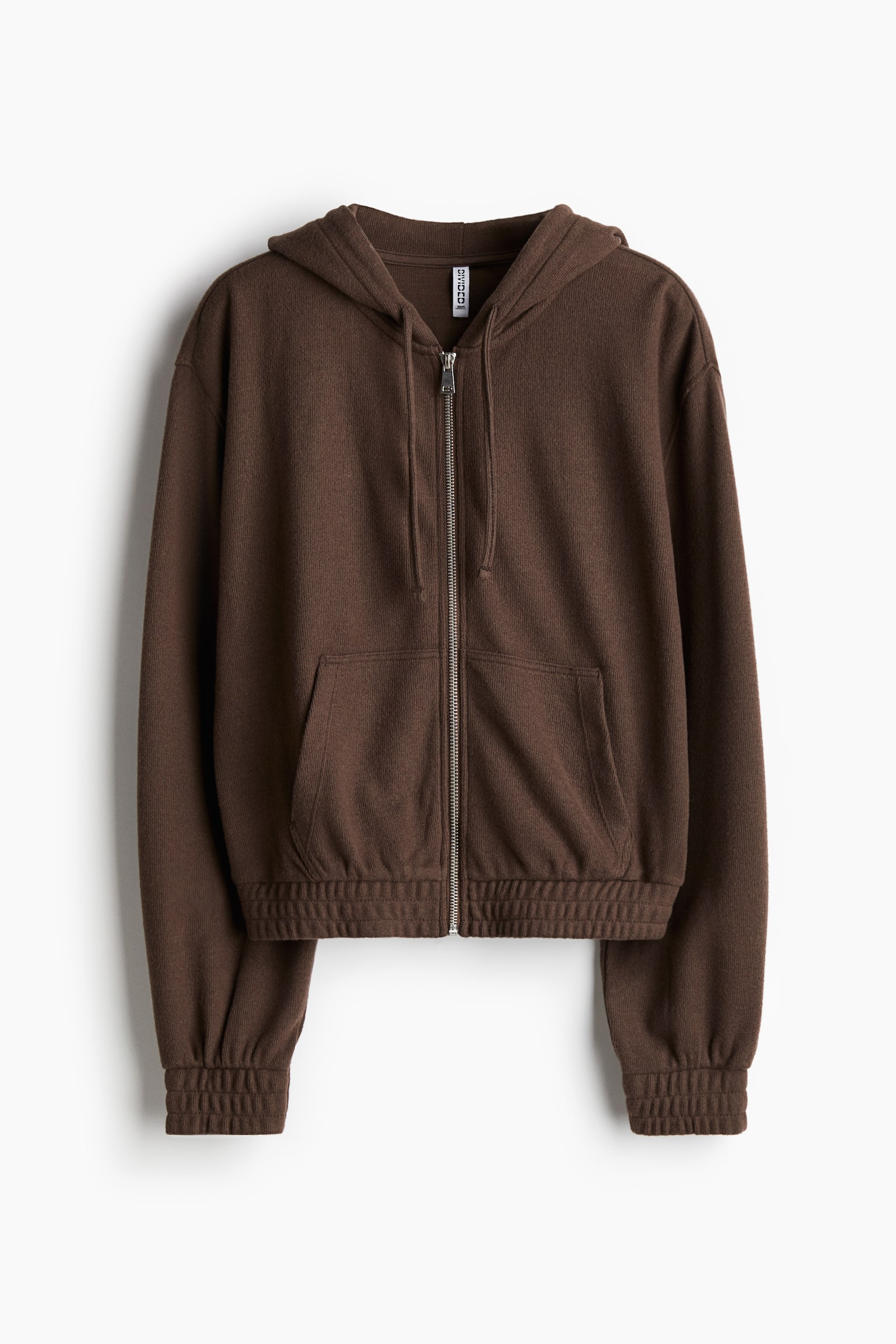 Jersey zip-through hoodie - Dark brown/Light grey marl/Black/Light dusty pink - 2