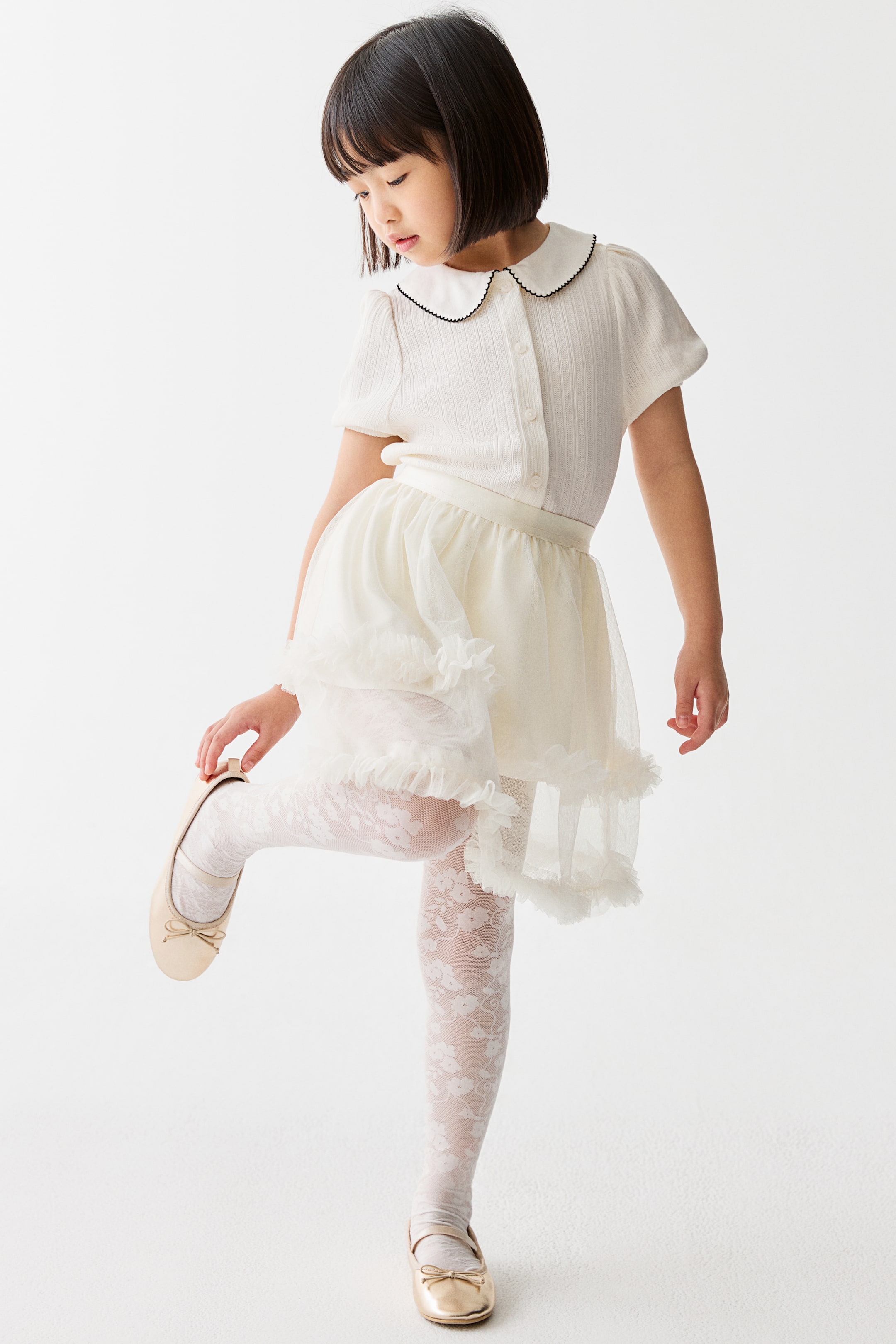 View larger image: Frill-trimmed tulle skirt - Cream - Kids | H&M HK 2