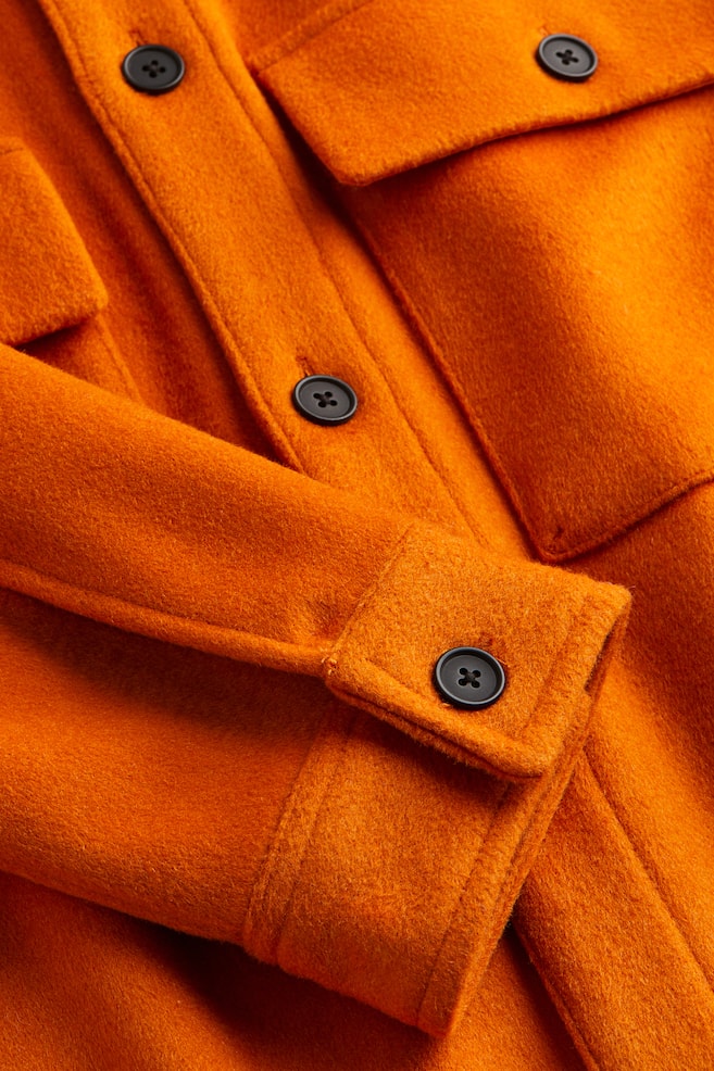Overshirt i uldblanding Regular Fit - Klar orange/Lys gråbeige - 6