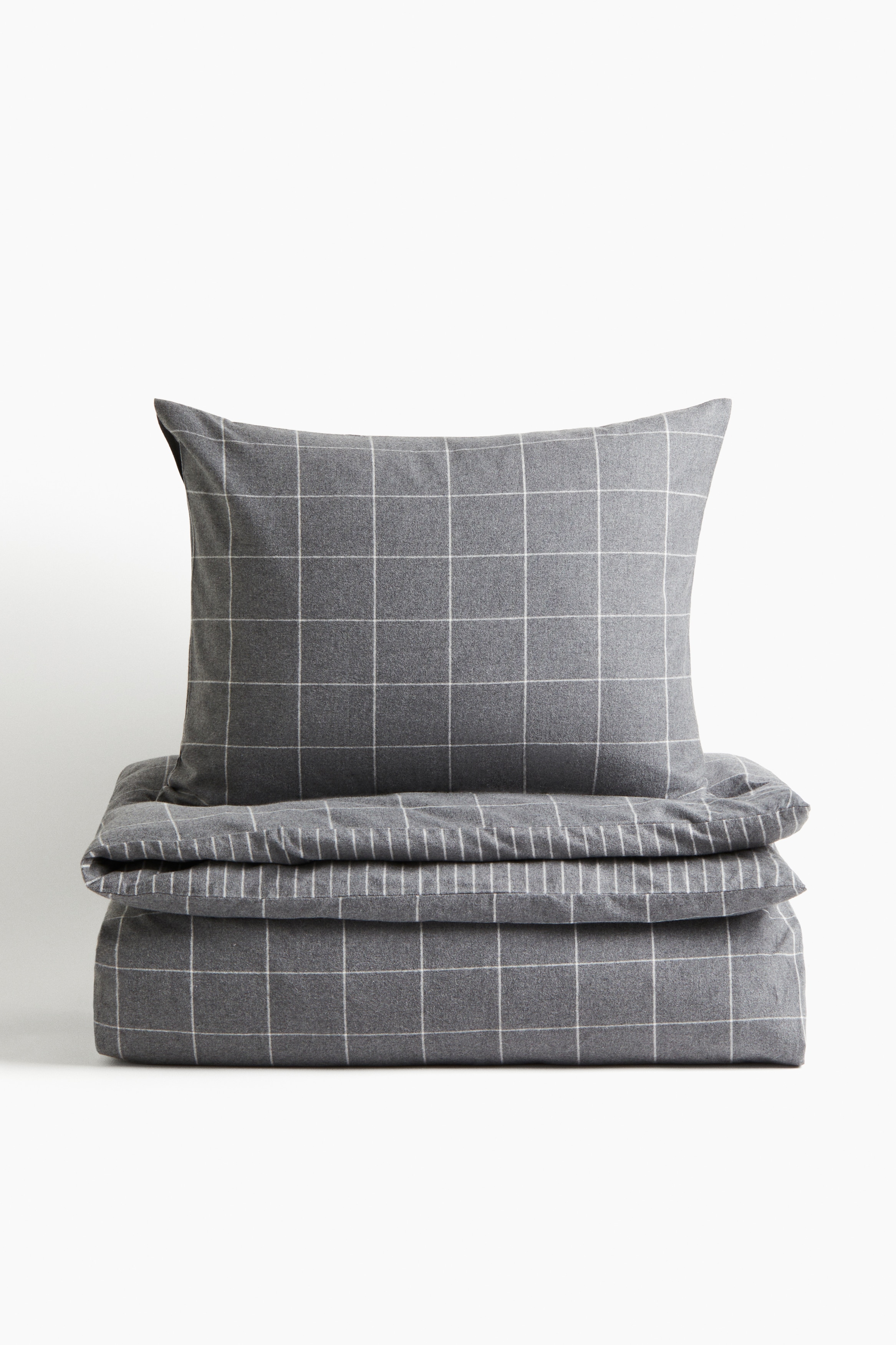 H&M Home  - Flannel single duvet cover set - Dark grey/Patterned - size: Single
