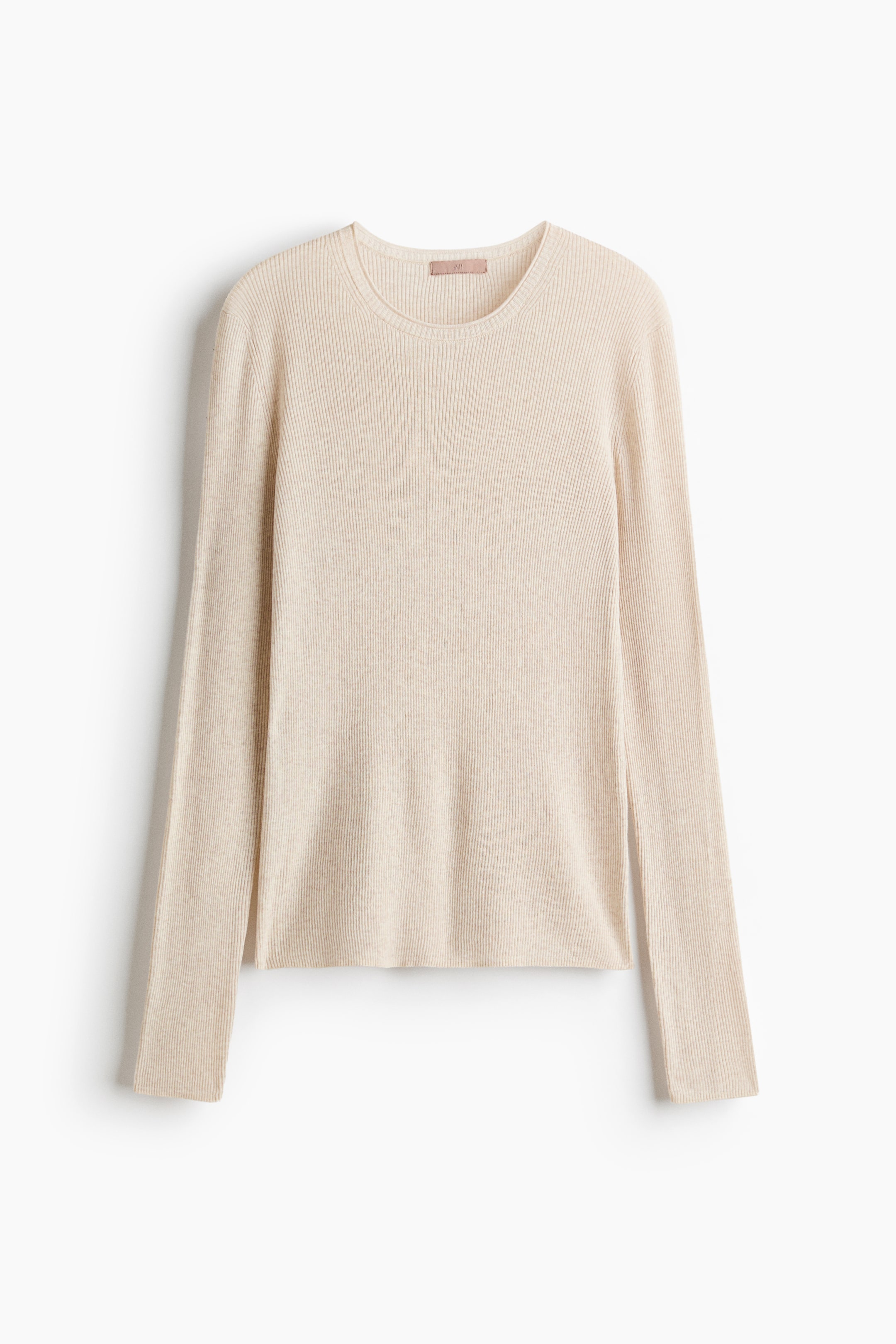Rib-Knit Long-Sleeved Top