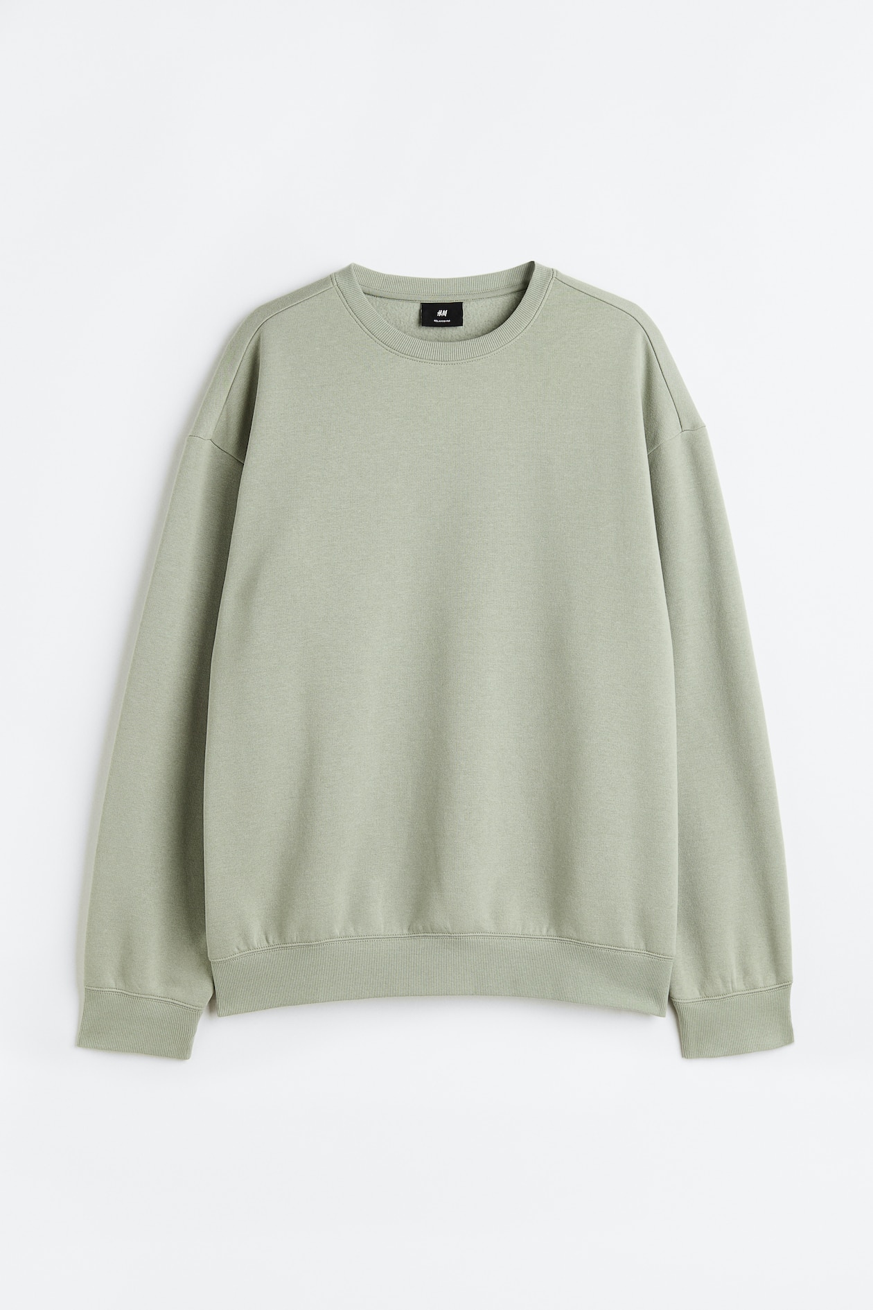 Loose Fit Sweatshirt - Round Neck - Long sleeve - Light sage green ...