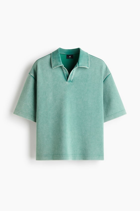 Мужские рубашки H&M Oversized Washed-Look Polo Shirt