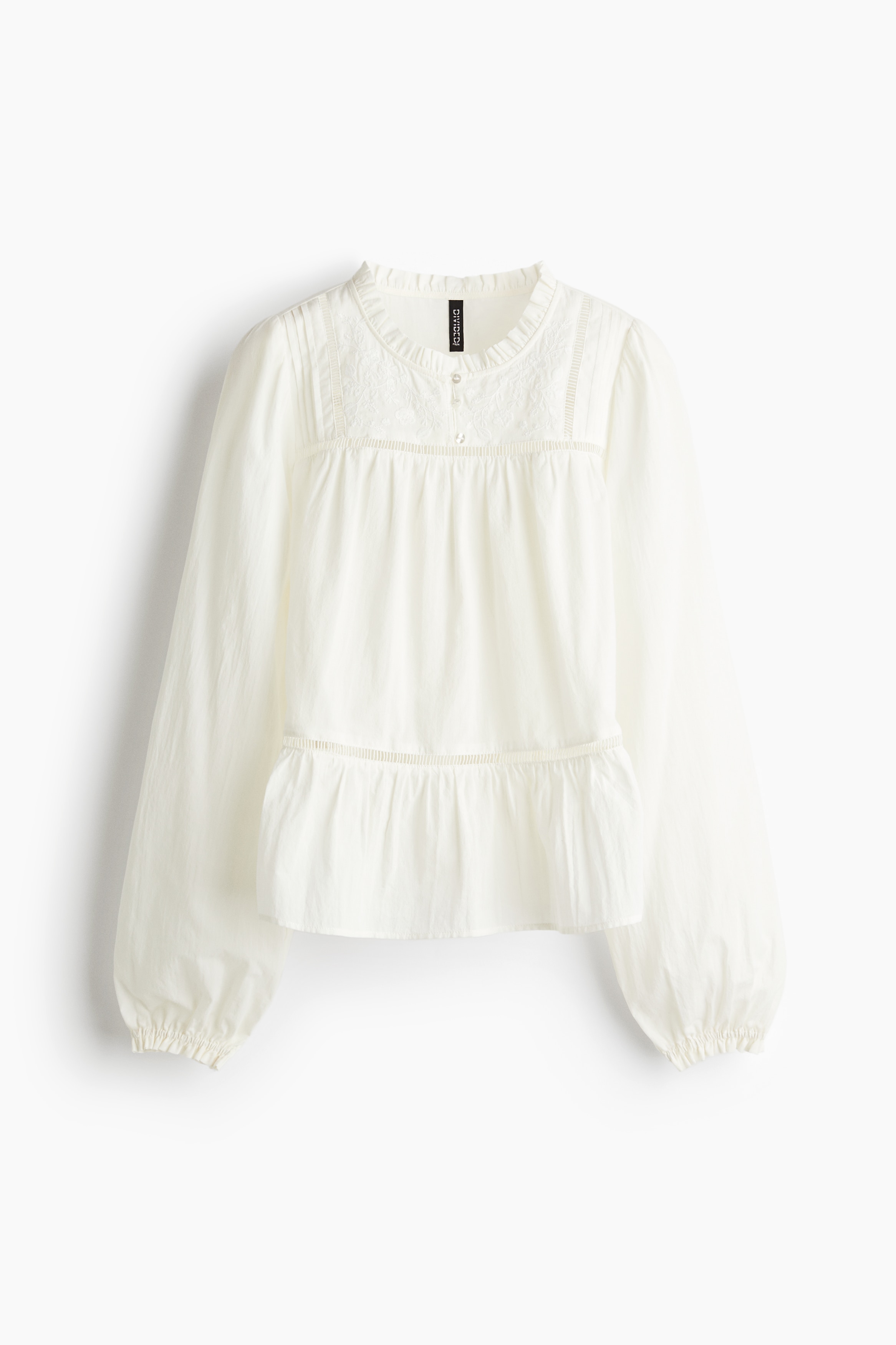 Embroidered Cotton Blouse - White/Black