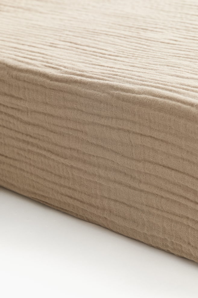 Muslin cot fitted sheet - Beige/White/Light beige - 1