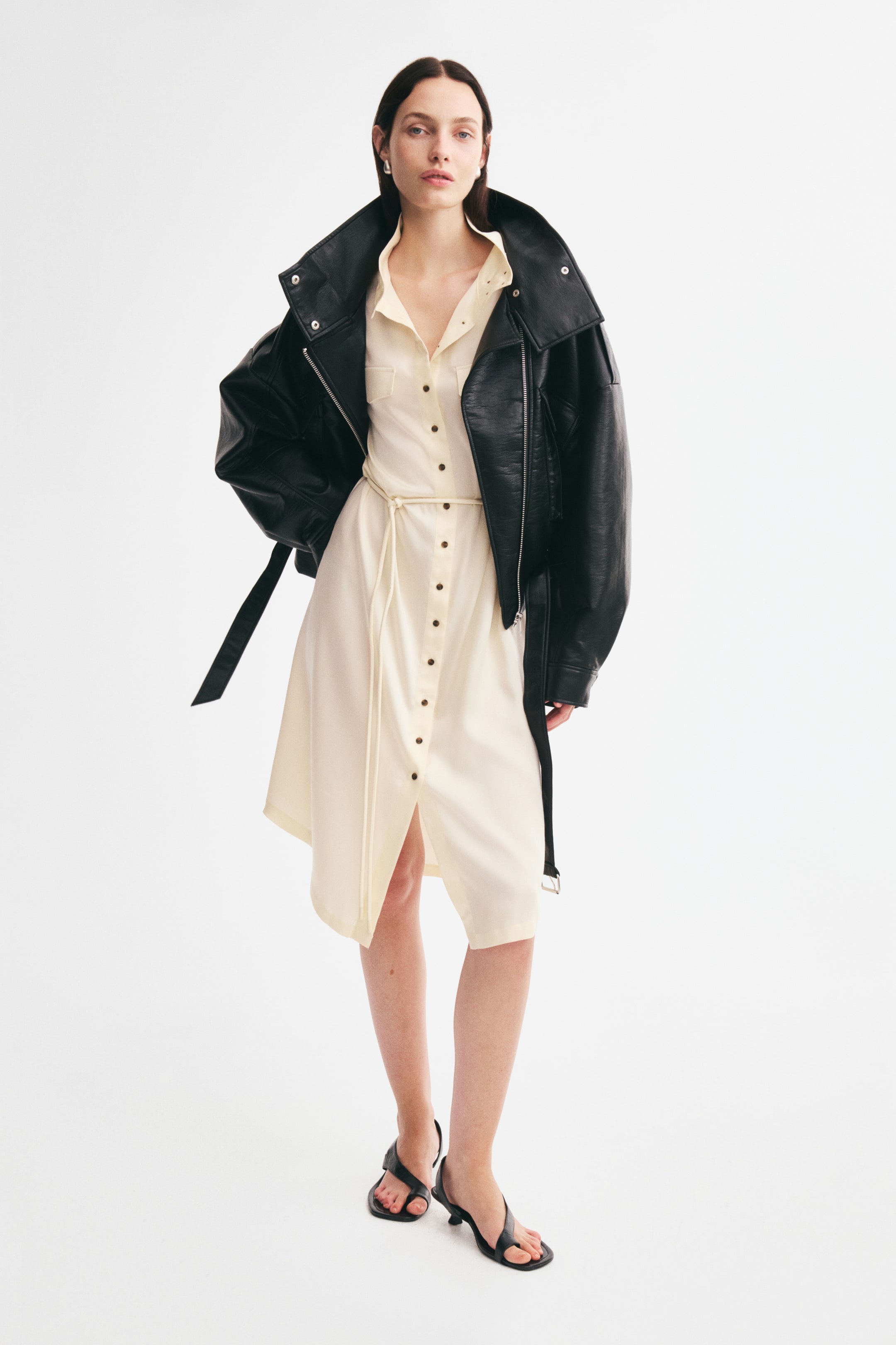 Funnel-Collar Shirt Dress