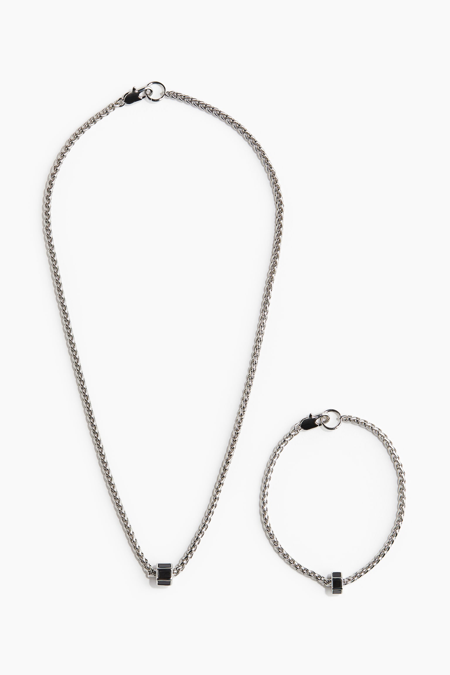 Necklace and bracelet - Silver-coloured/Black - 1