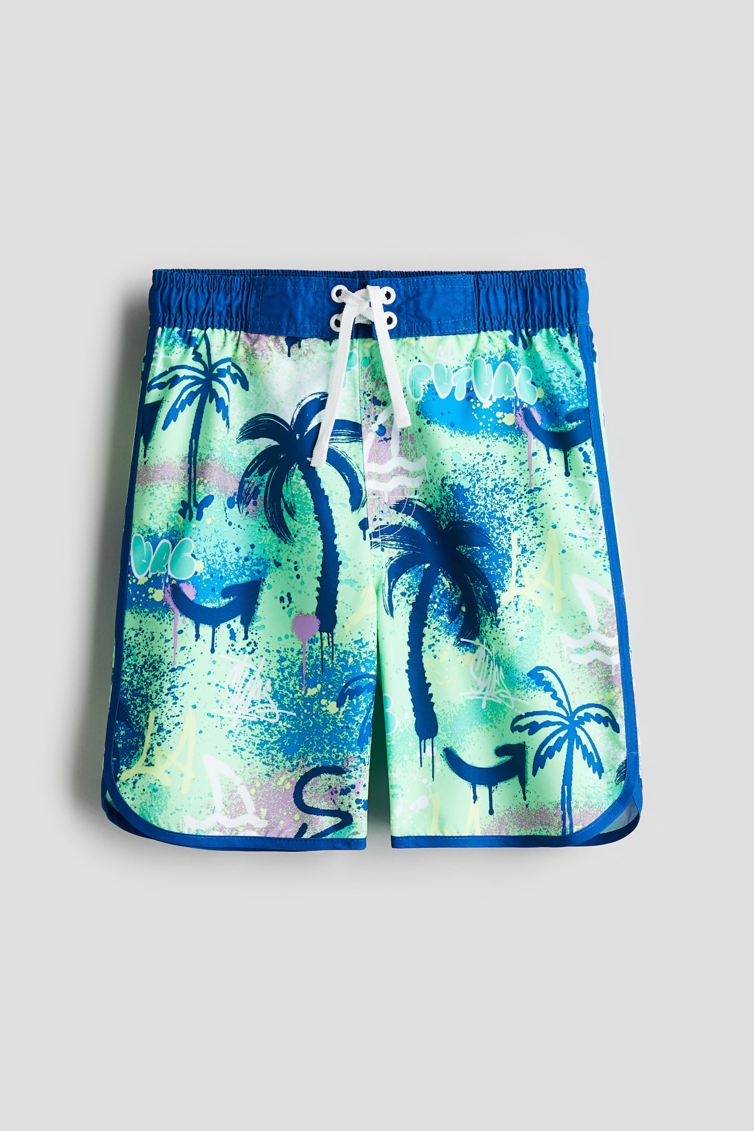 Patterned swim shorts - Blue/Patterned/Black/Patterned - 1