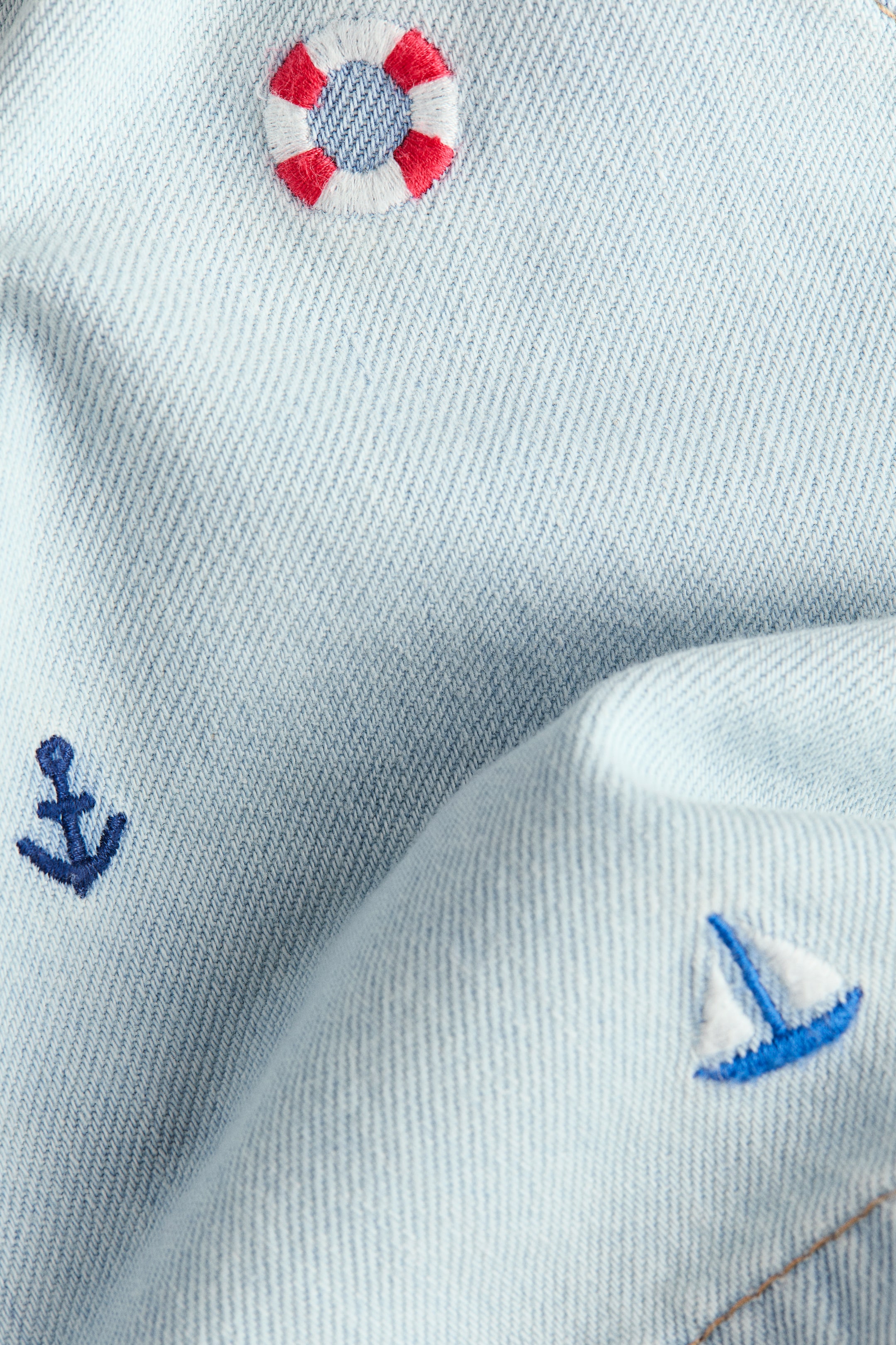 Embroidered-Detail Denim Shorts