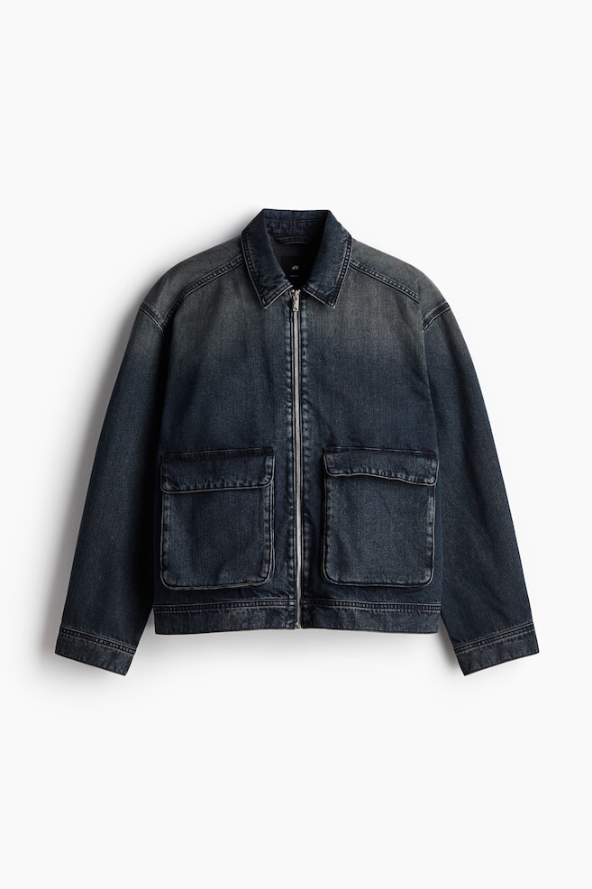 Denim-Workerjacke in Loose Fit - Dunkles Denimblau - 1