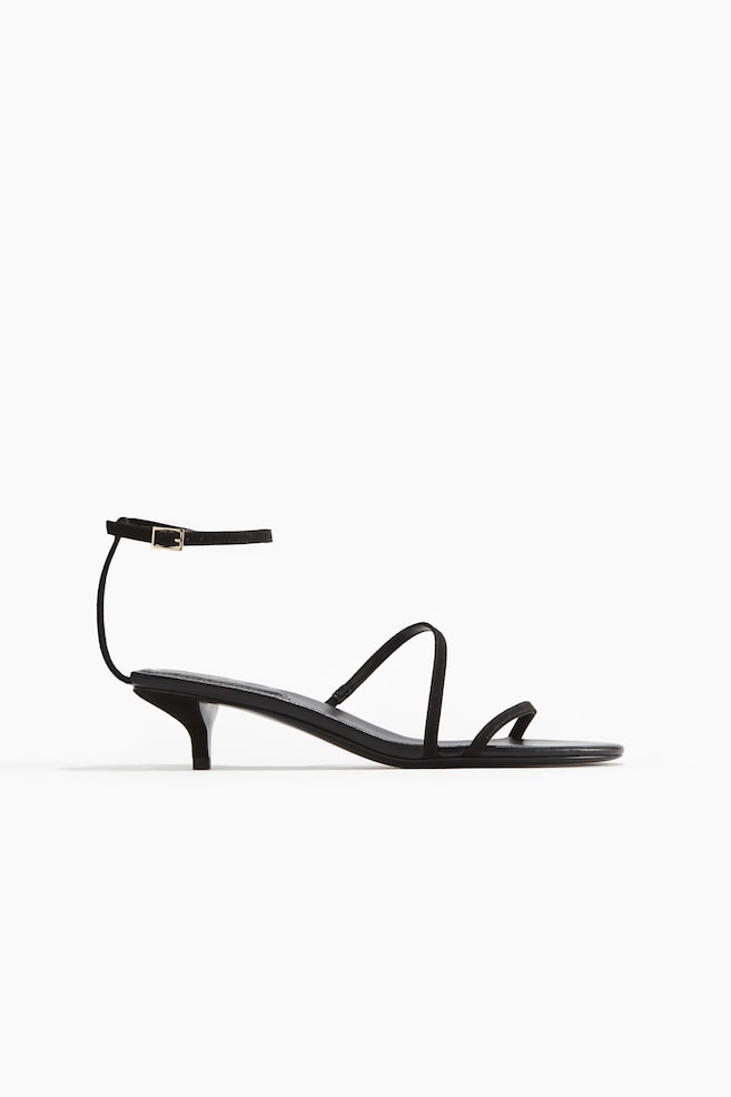 Heeled strappy sandals - Black/Cream/Silver-coloured - 1