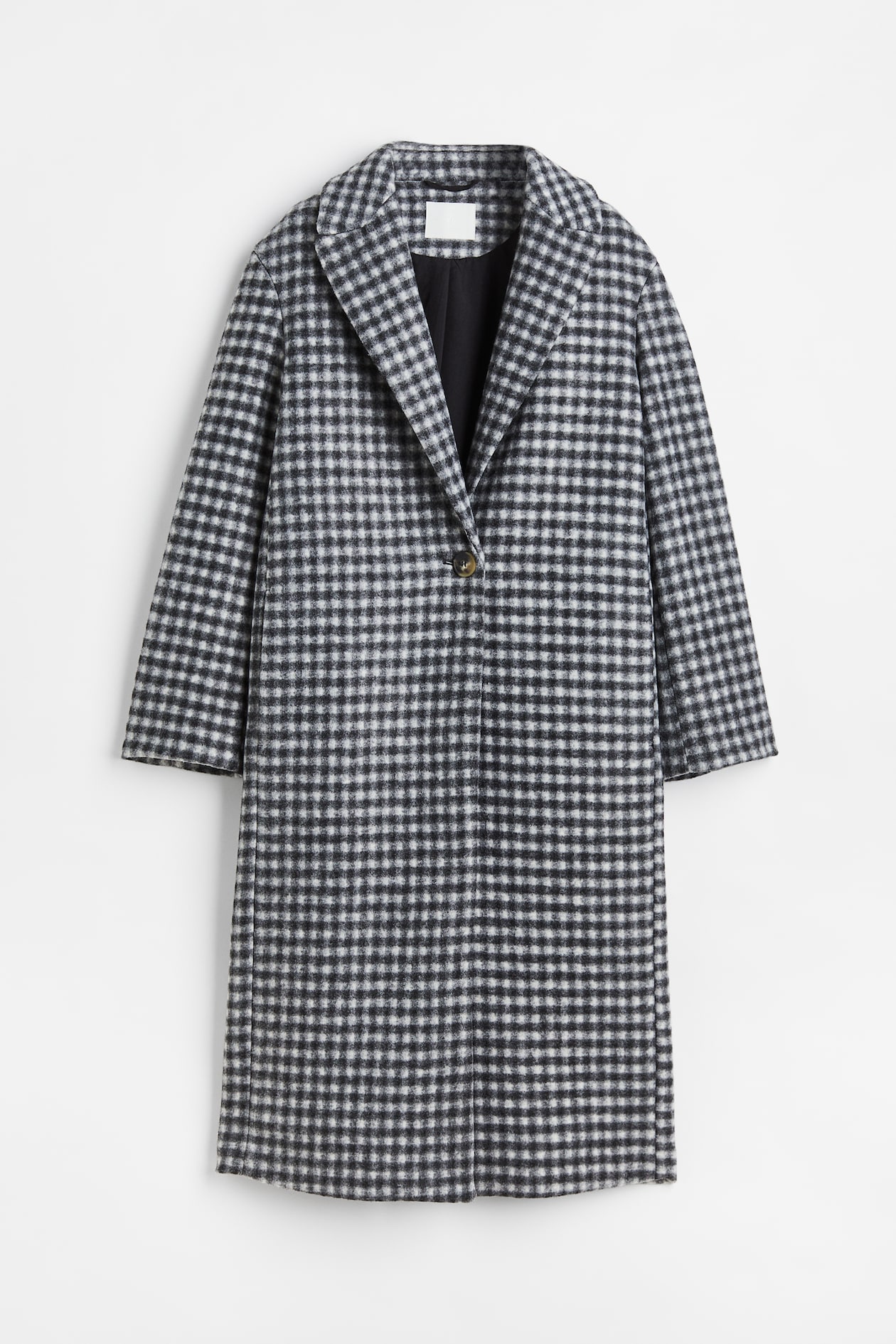 Oversized Twill Coat - Black Checked - Ladies 