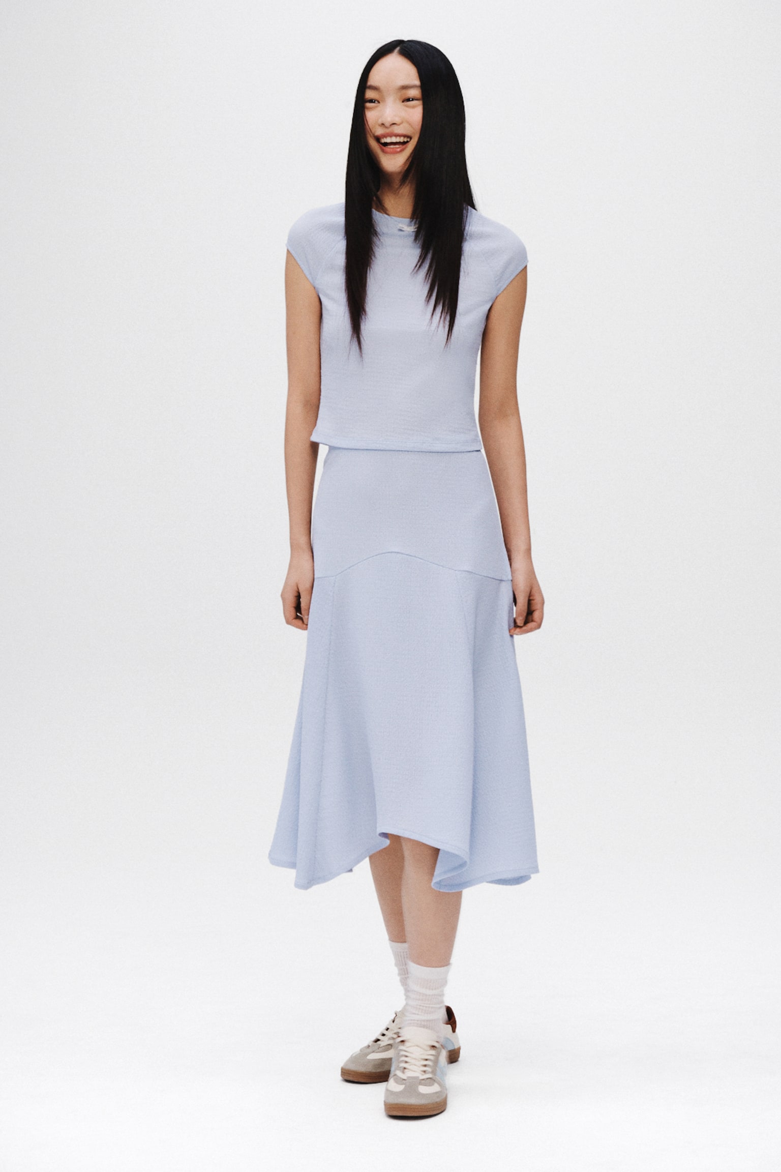 Textured jersey skirt - Light blue - 2