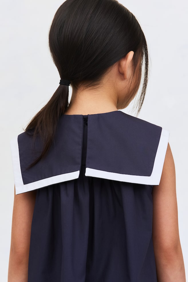 Cotton Sailor Dress-Navy blue - 6