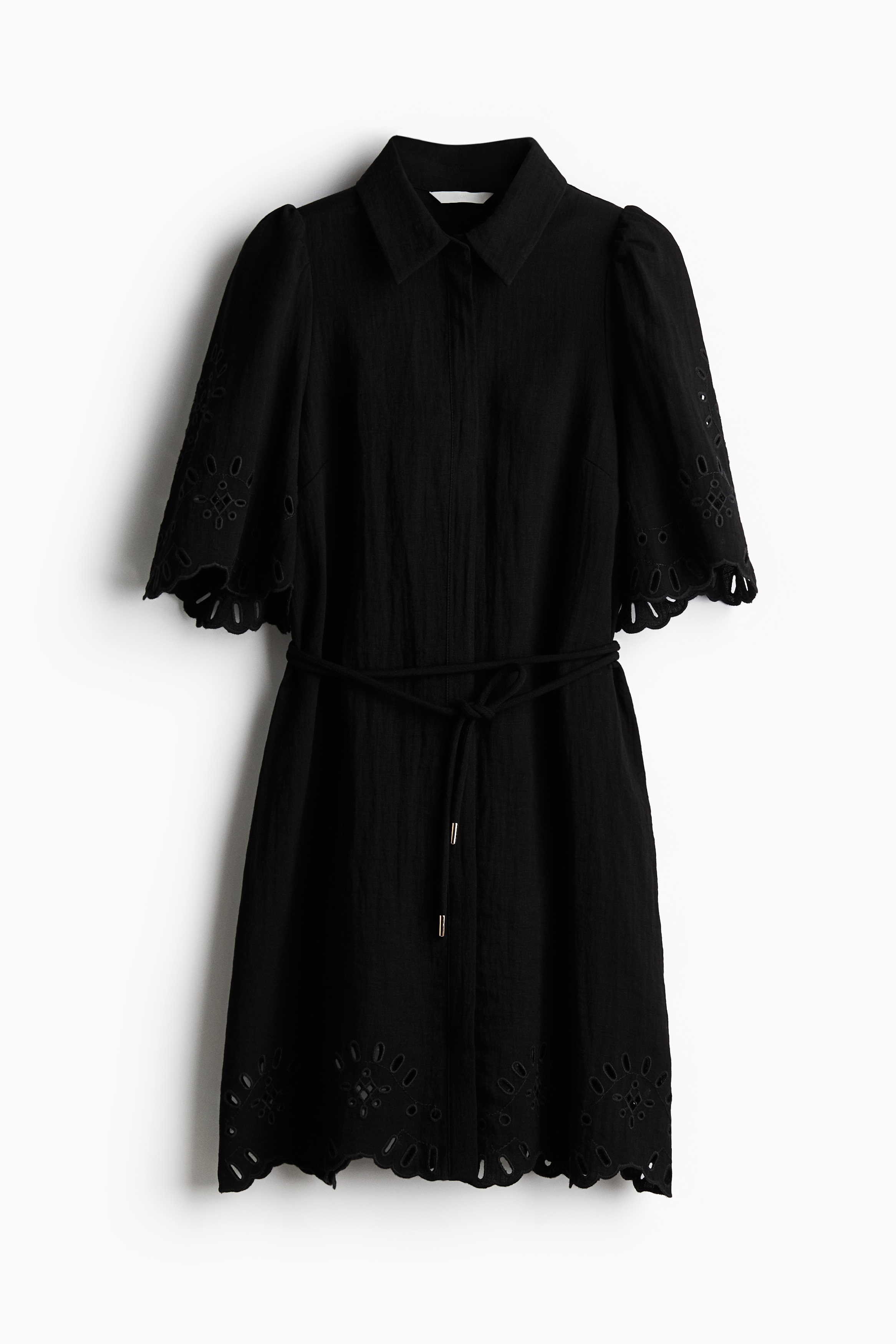 Eyelet Embroidered Dress - Black/White/Blue