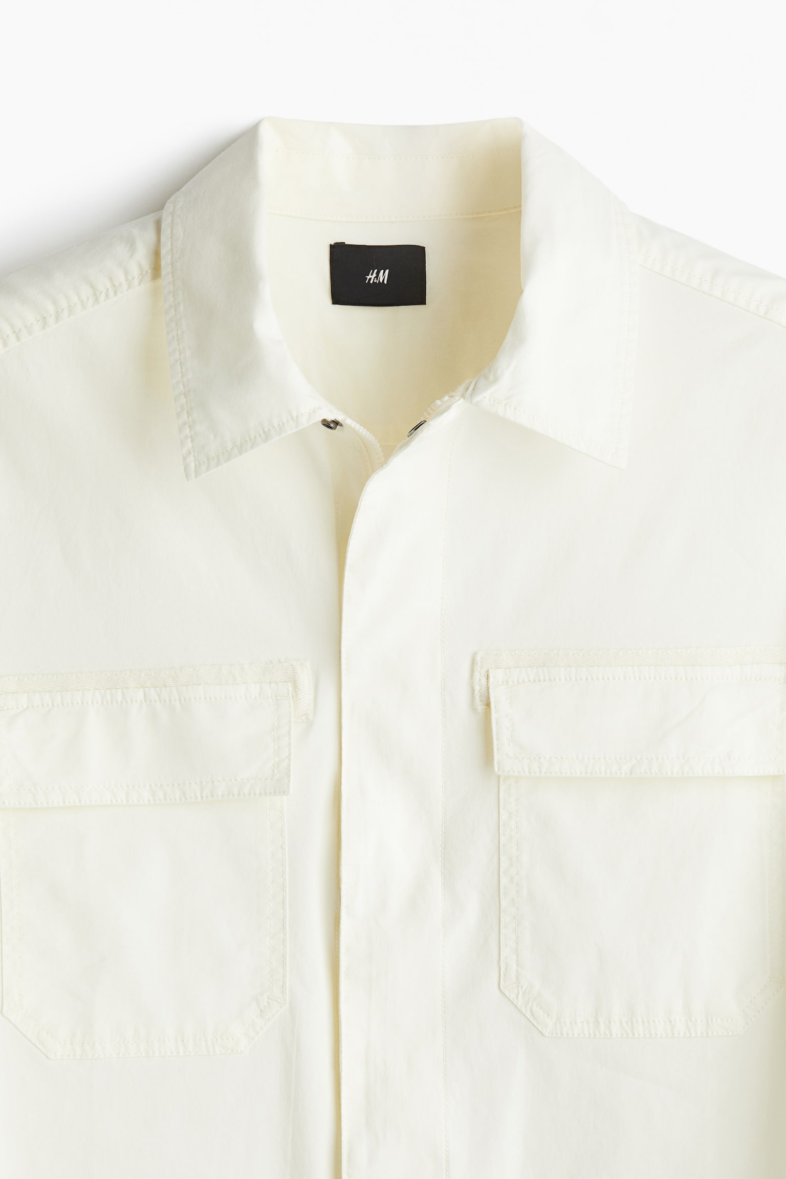 Мужская рубашка H&M Regular-Fit Utility Overshirt, цвет: Кремовый — фото 2