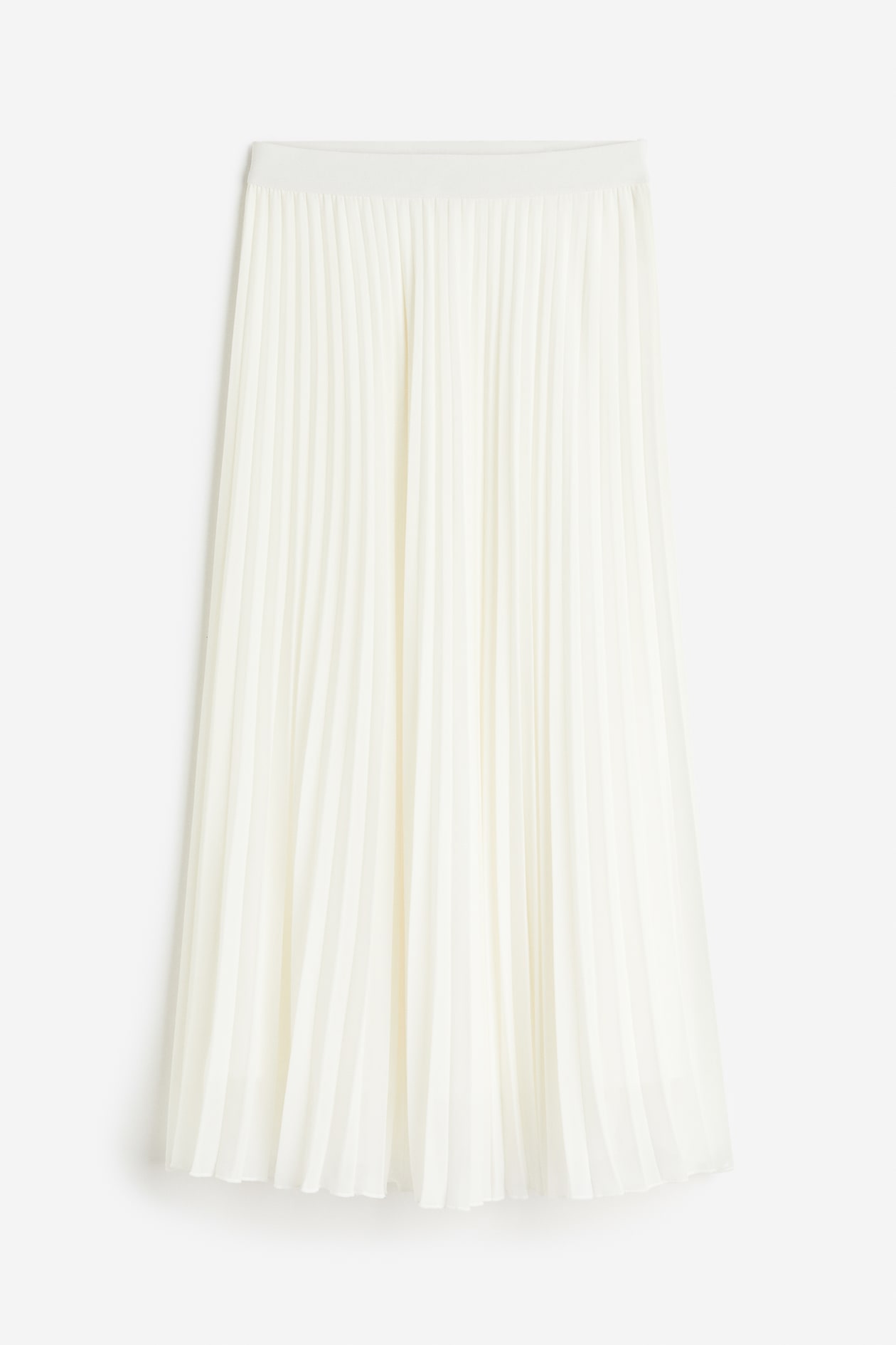 Pleated Chiffon Skirt - High waist - Midi - White - Ladies | H&M US