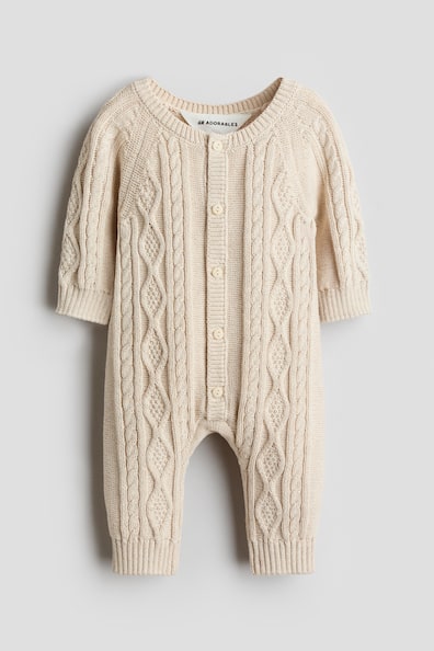 Textured cotton-knit romper suit