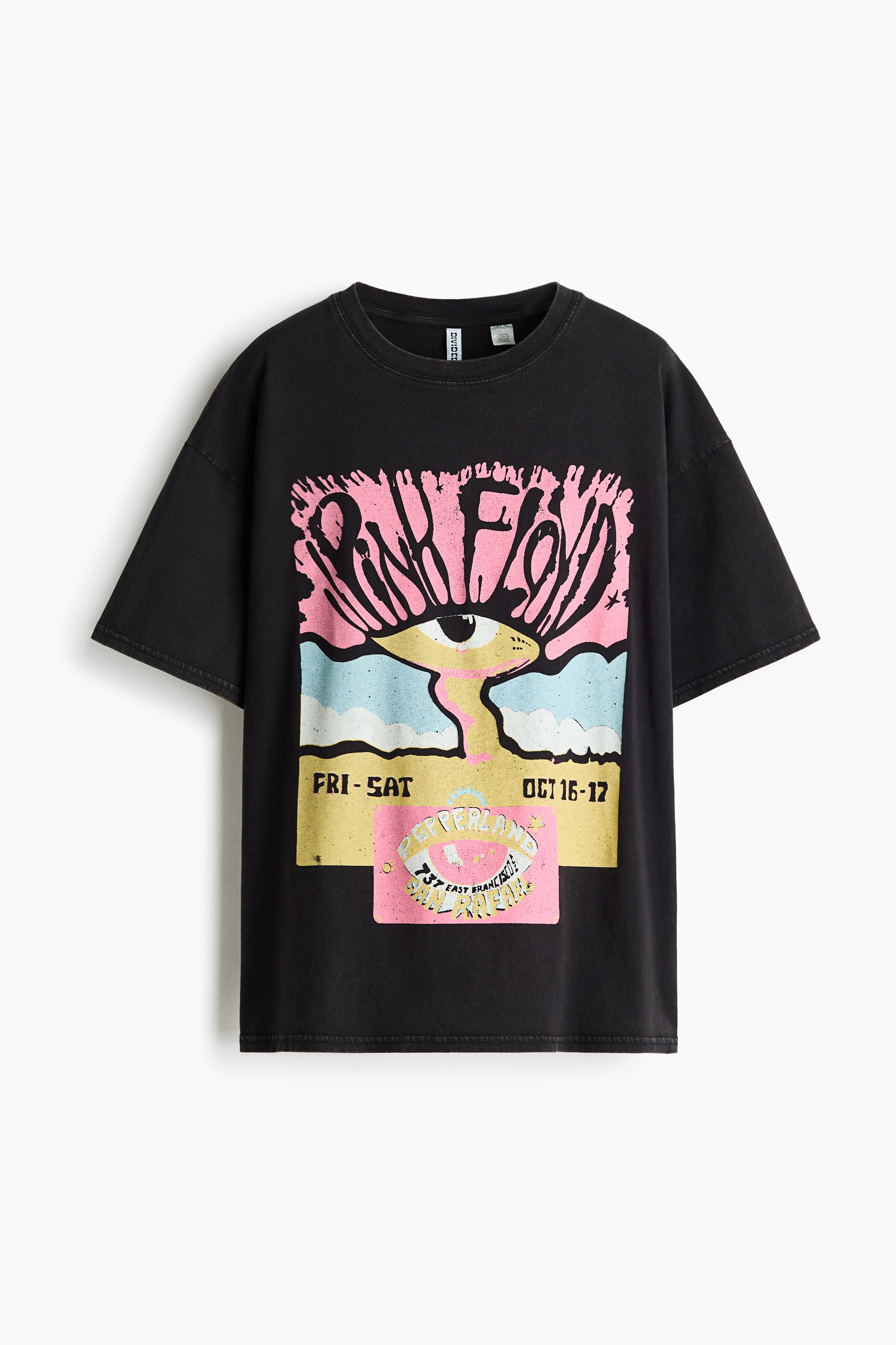 Oversized T-Shirt with Printed Motif - Black/Pink Floyd/Green/Woodstock/Light steel blue/The Cure/Blue/Degas/Light orange/Grateful Dead/Cream/Pacha/Dark brown/Pacha/Orange/Pacha/Light beige/Monet
