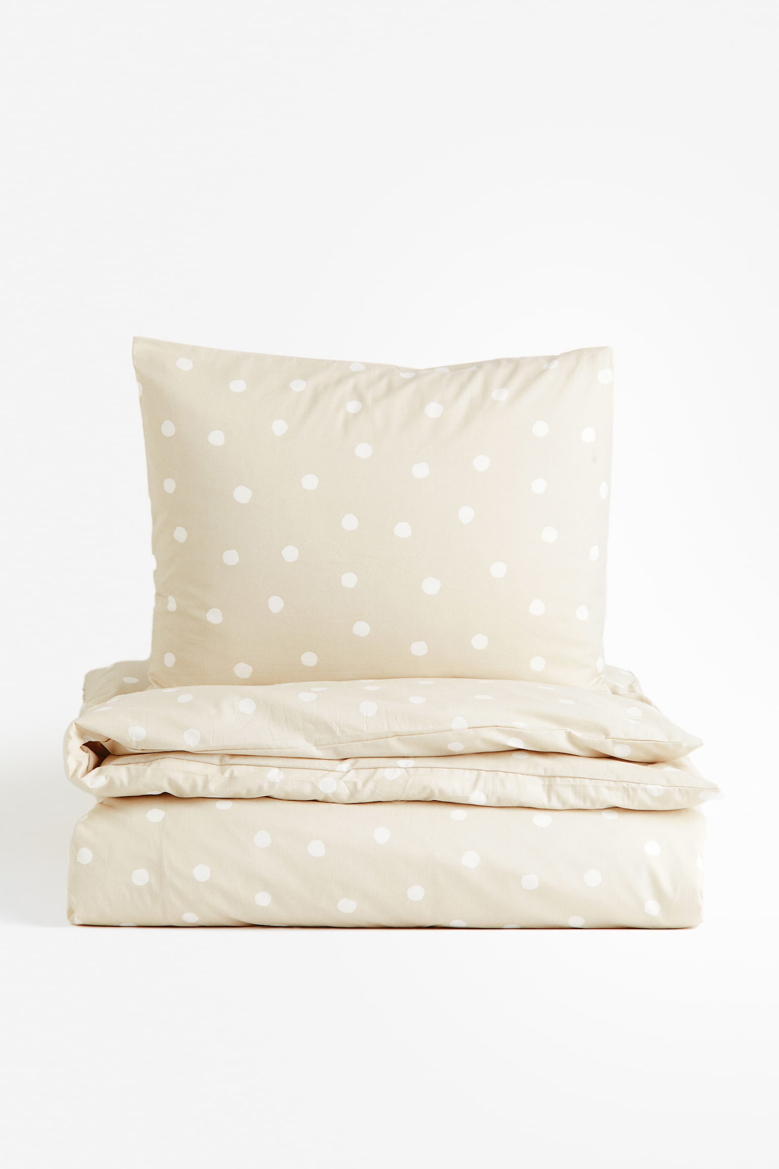 Single cotton duvet cover set - Light beige/Spotted - 1