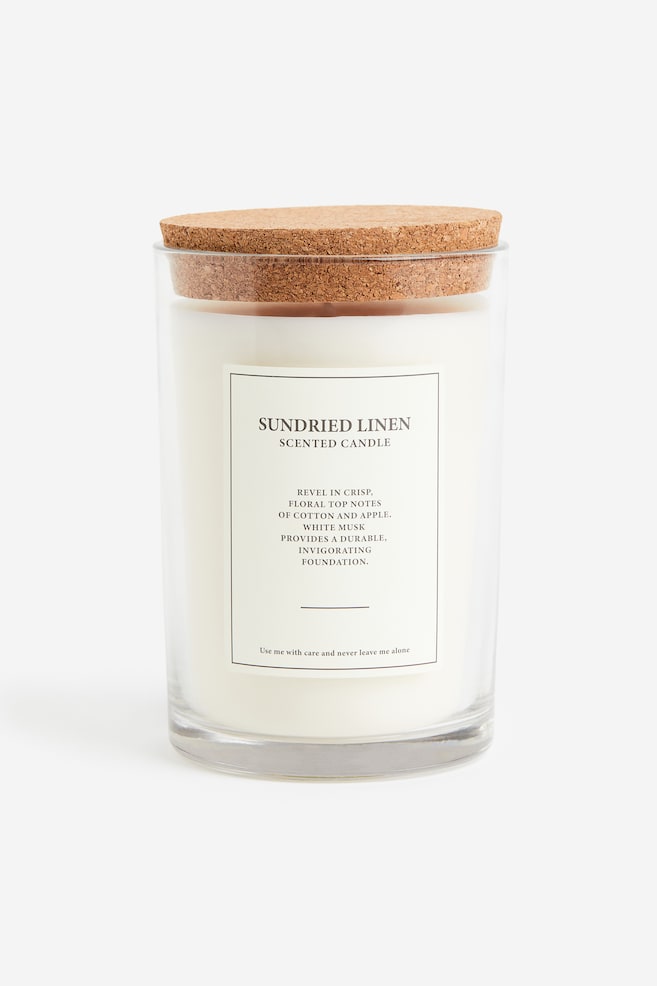 Large cork-lid scented candle - White/Sundried Linen/Beige/Sublime Patchouli/Dark green/Lemon Verde/Pink/Yuzu Blossom/dc - 1