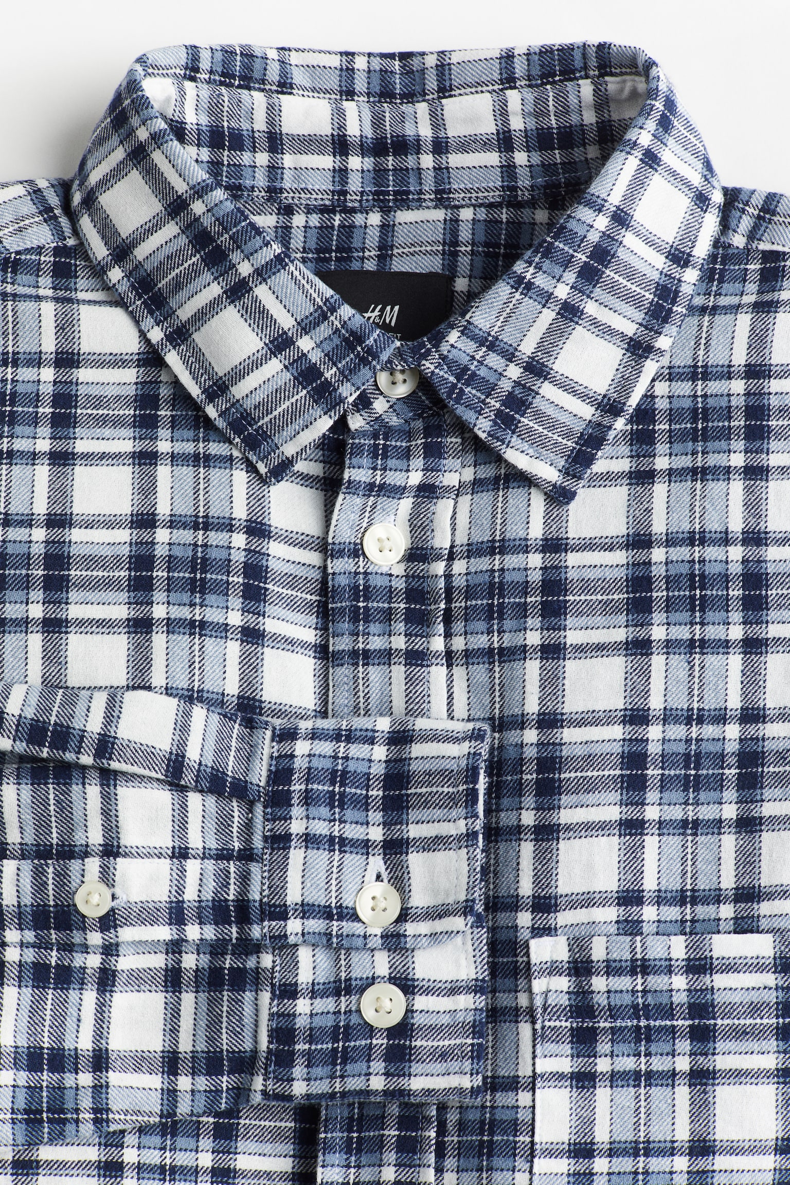 Loose Fit Flannel Shirt - Blue/Check/Black/Brown check - 6