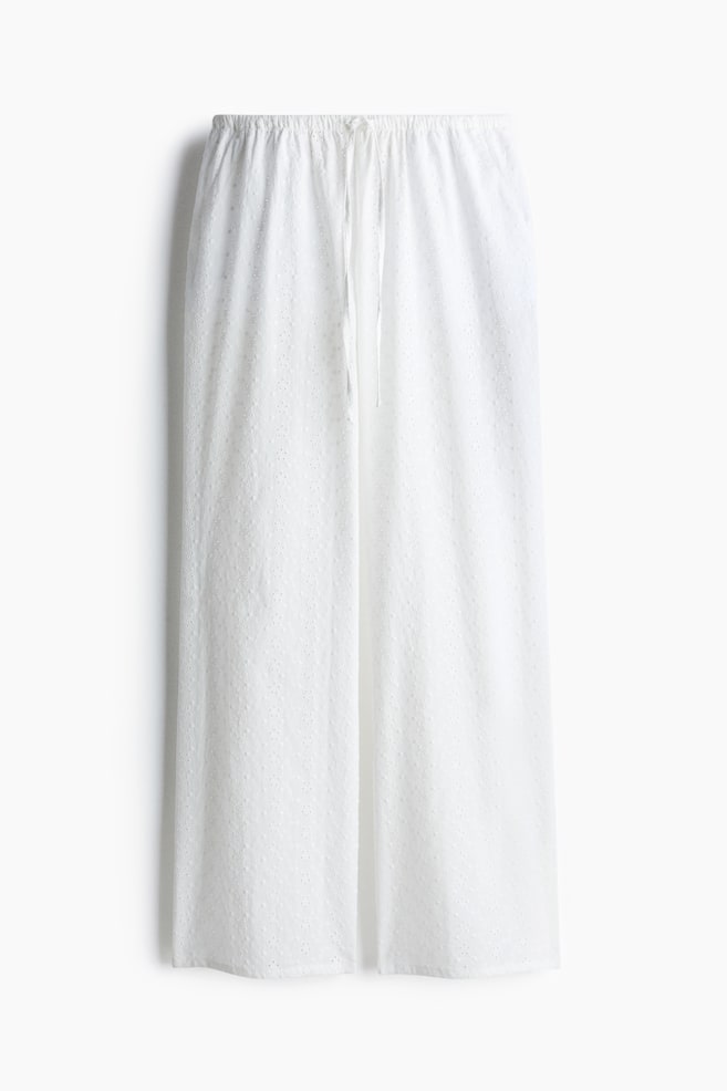 Straight-Leg Drawstring Pants - White/Black - 1