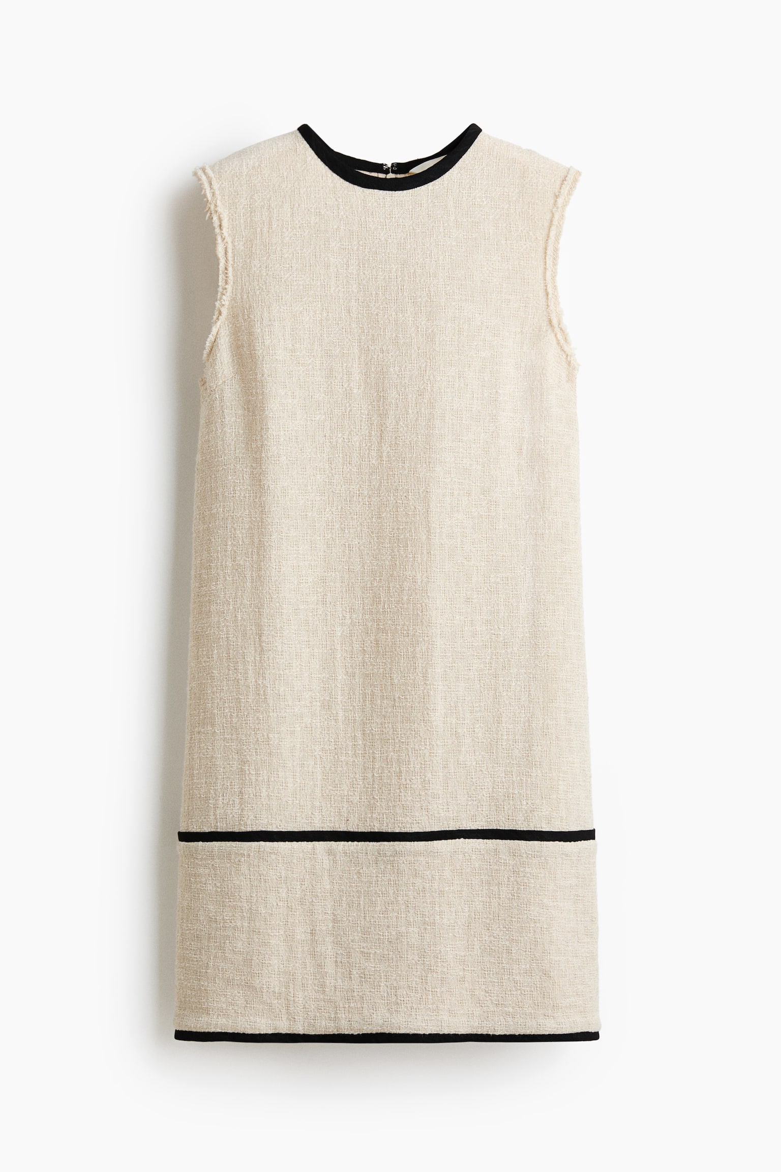 Linen-blend shift dress - Light beige/Black - 2